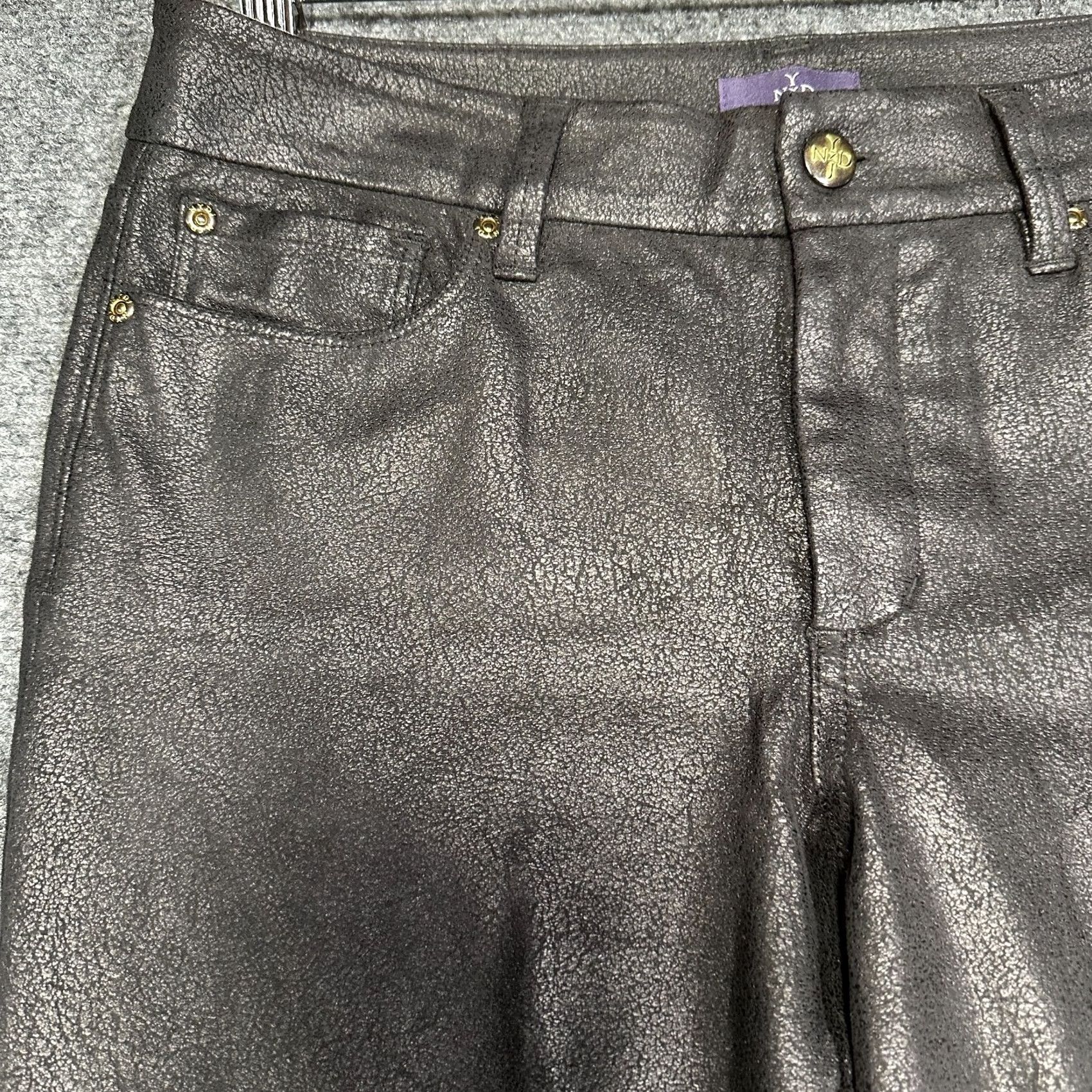 NYDJ NYDJ Pants Womens 6 Legging Skinny Black Faux Vegan Suede Stretch Zip Fly Pockets Pants Size 28" / US 6 / IT 42 - 4 Thumbnail