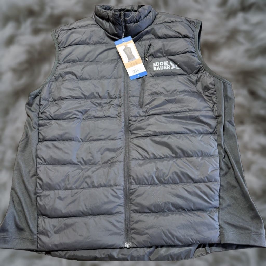 Eddie Bauer Eddie Bauer Down Puffer Vest Mens Jacket Large Full Zip Gray New Tags Size US L / EU 52-54 / 3 - 1 Thumbnail