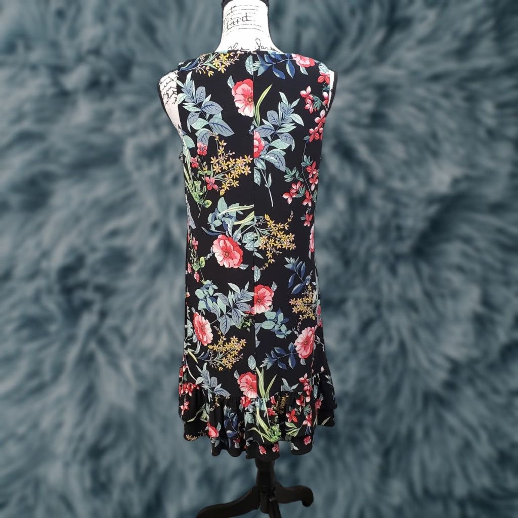 Tommy Hilfiger Tommy Hilfiger Tank Dress Womens Size 10 Multicolor Floral Overlay Sleeveless Ruffle Hem Midi Dress Size L / US 10 / IT 46 - 1 Thumbnail