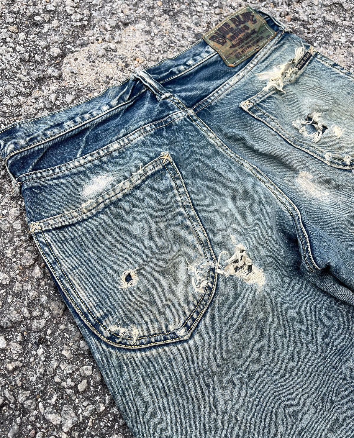 Blue Blue Japan 🔥Vtg 70's Blue Blue Japan Pure Indigo Distressed Denim Pants Size US 32 / EU 48 - 10 Thumbnail