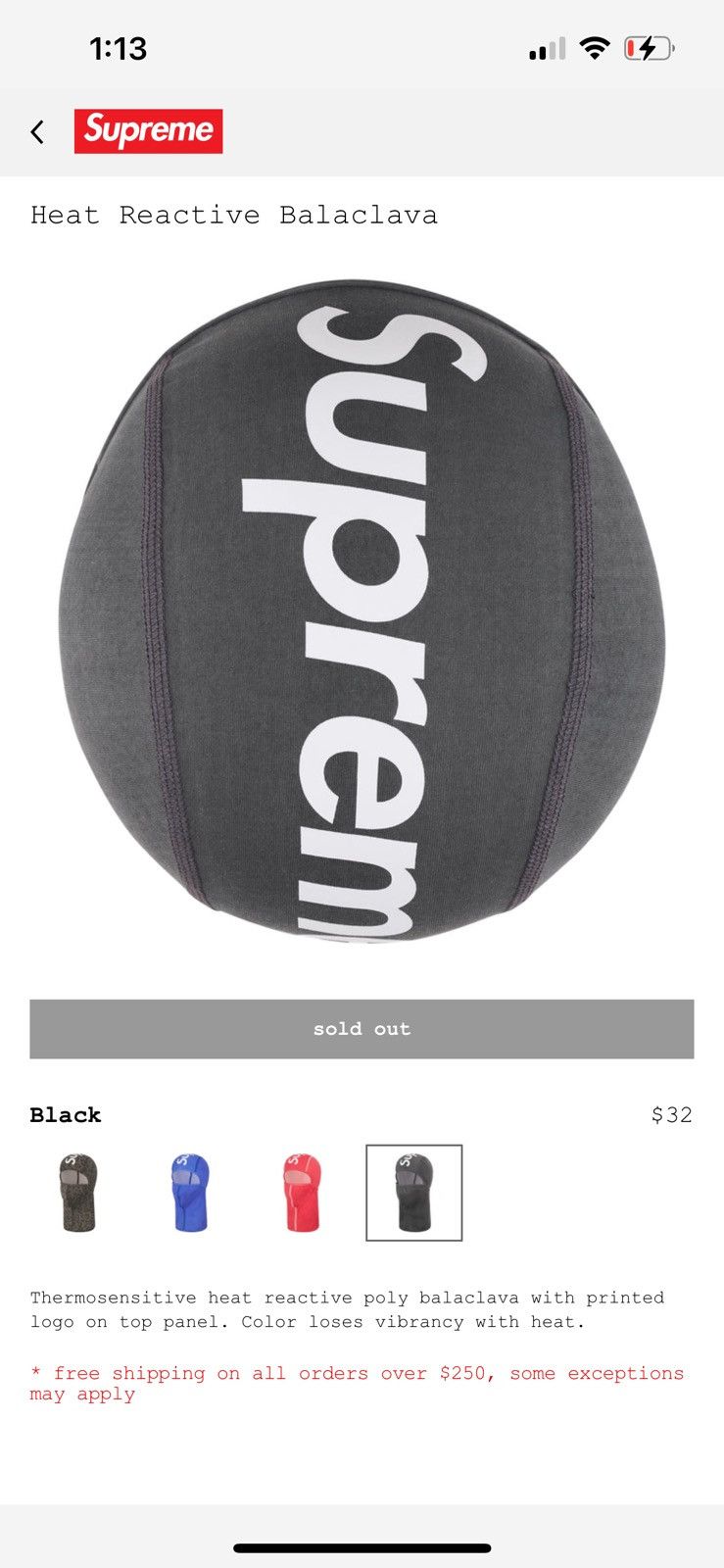 Supreme Supreme heat reactive balaclava mask | Grailed