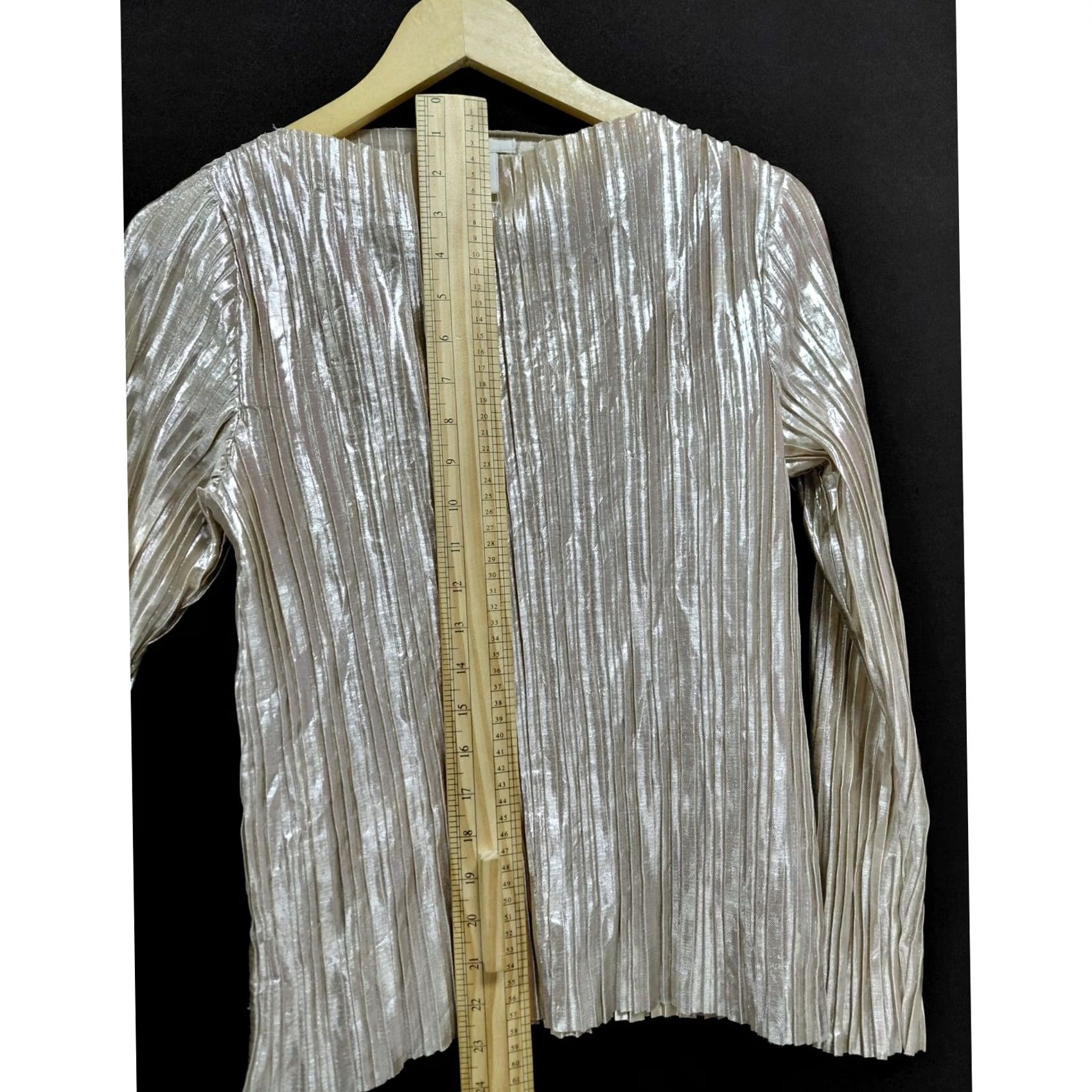 H&M H&M Metallic Long Sleeve Top Silver Solid Knit Women XS Crew Neck Pullover Blouse Size XS / US 0-2 / IT 36-38 - 5 Thumbnail