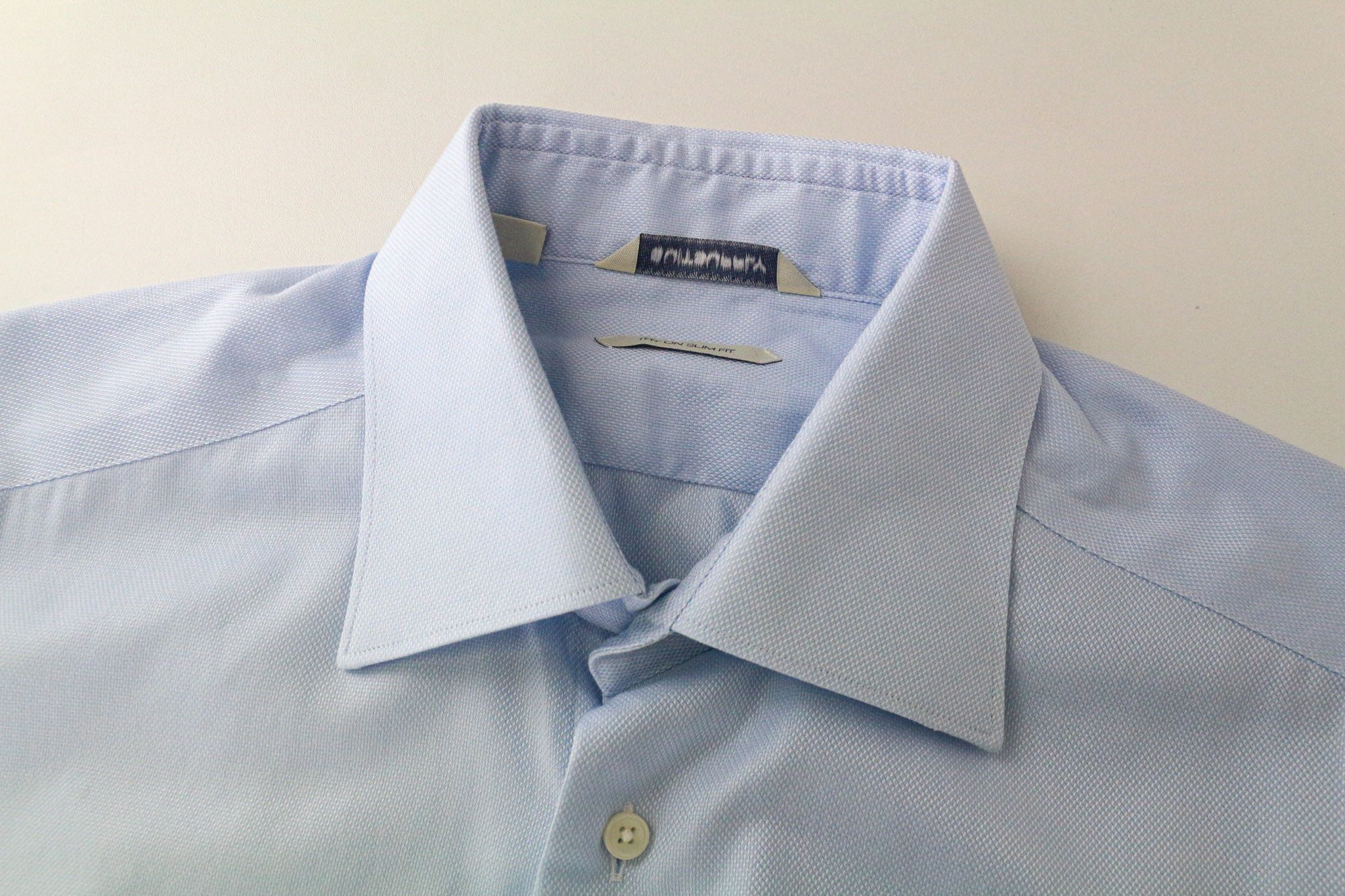 Suitsupply 40-7/15 3/4L Slim Blue Cotton Button-Up Shirt 79077 Size 40L - 3 Thumbnail