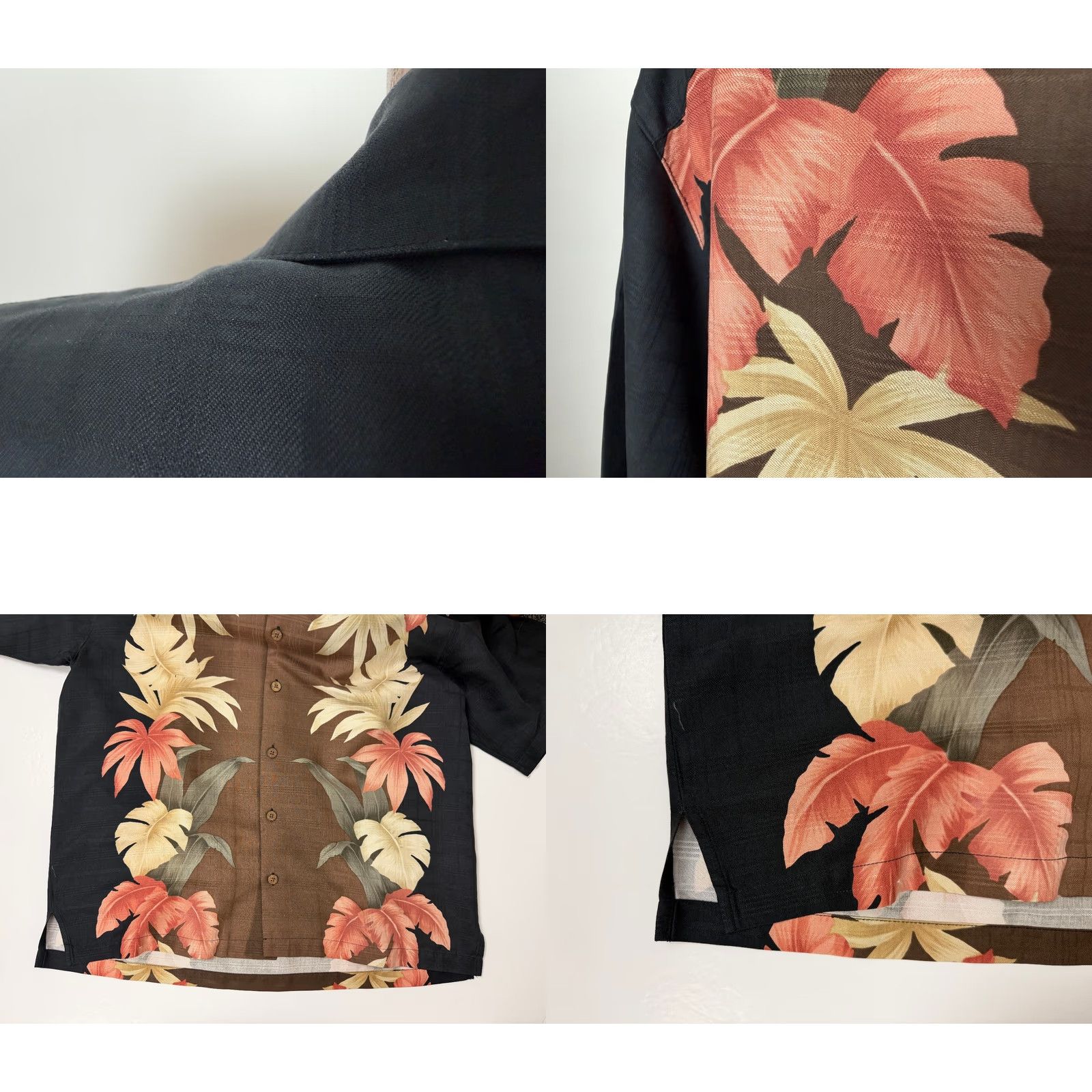 Tommy Bahama Tommy Bahama Shirt Men Medium Silk Panel Print Hawaiian Leaf Brown Black Aloha Shirt Size US M / EU 48-50 / 2 - 8 Thumbnail
