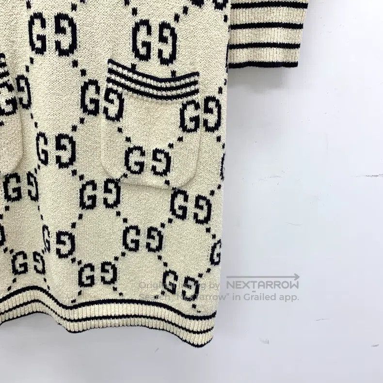 Gucci Gucci Beige logo jacquard full print cotton round neck lon Size S / US 4 / IT 40 - 4 Thumbnail