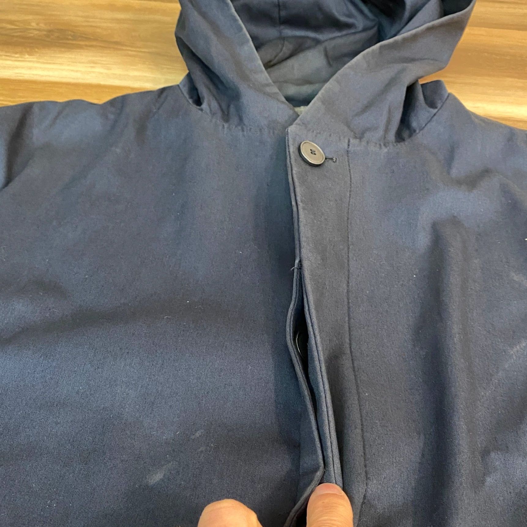 Zara Zara Jacket Mens XL Navy Blue Hooded Button Lightweight Lined Size US XL / EU 56 / 4 - 4 Thumbnail