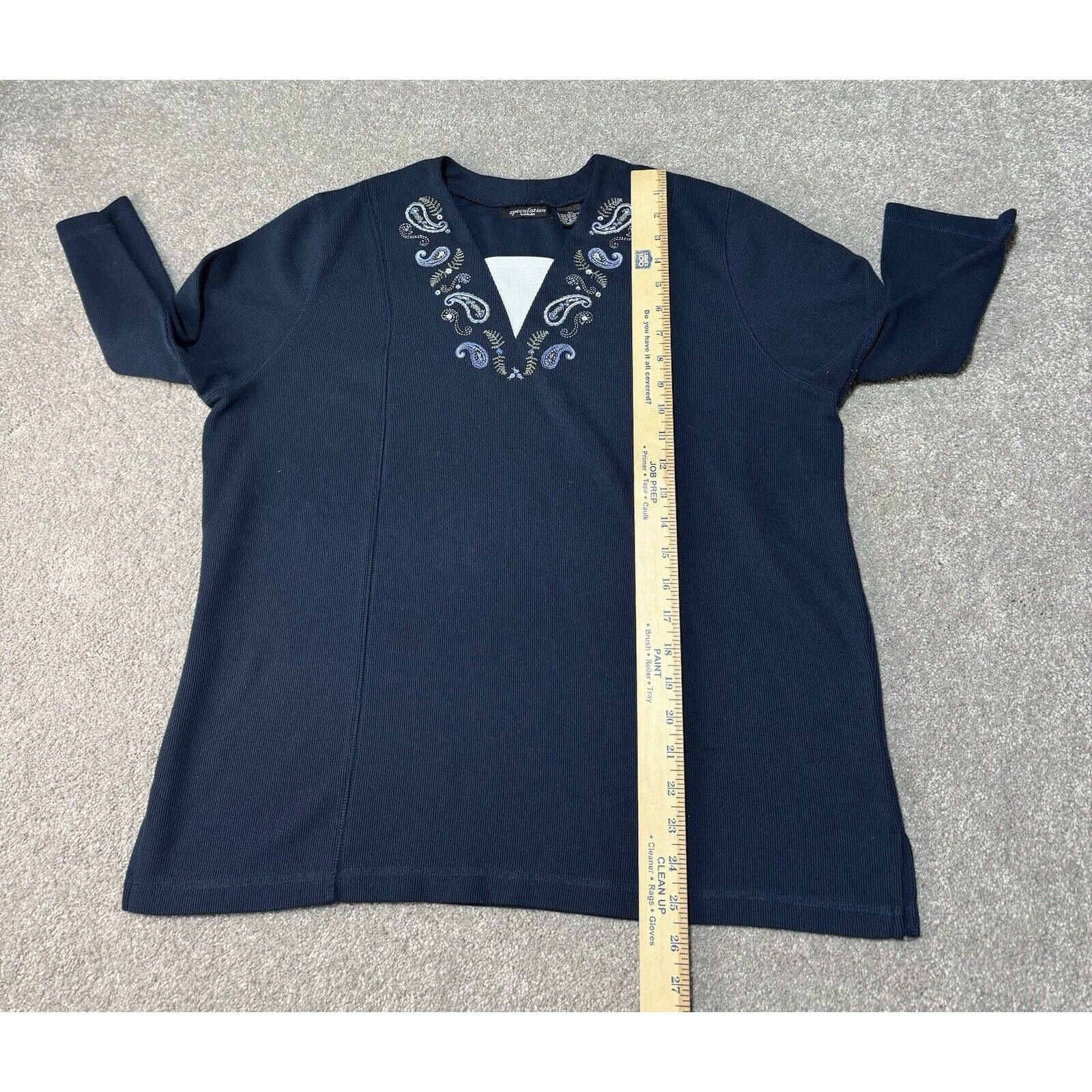 Other 90s Y2K Top Womens Plus Size 2X Ribbed Embroidered Paisley Size XXL / US 16-18 / IT 52-54 - 4 Thumbnail