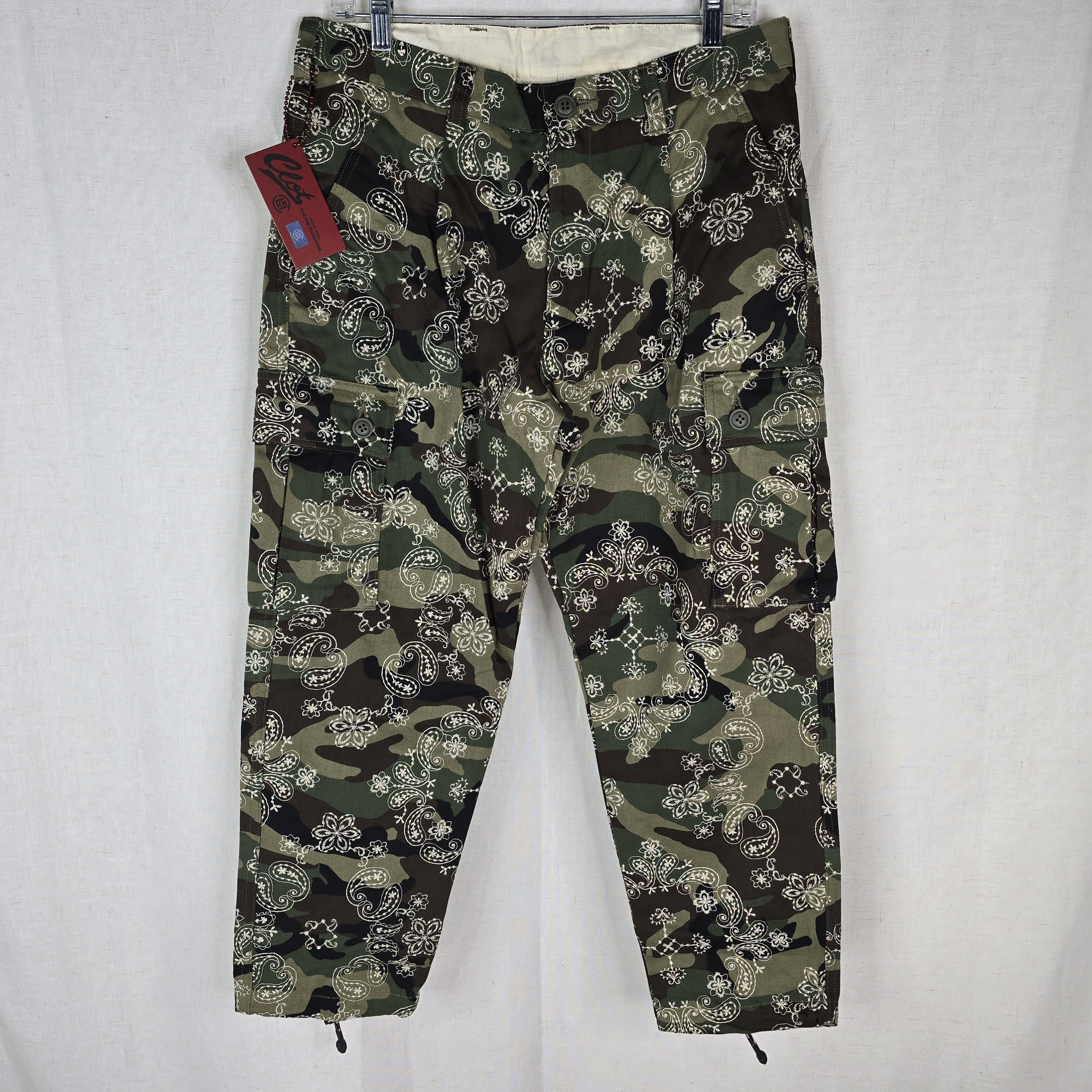 CLOT Clot Mens Medium Embroidered Paisley Camo Cropped Cargo Size US 31 - 1 Thumbnail