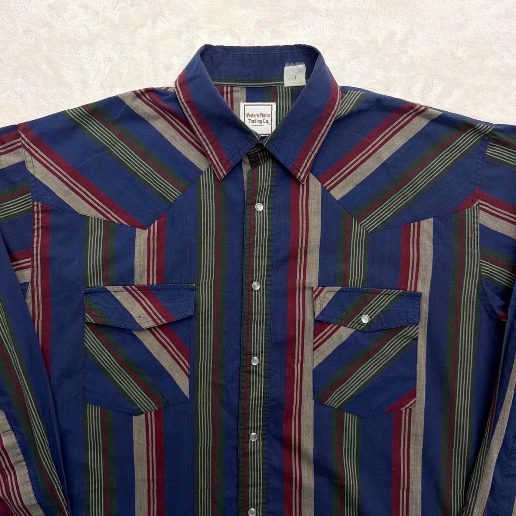 CO Western Plains Trading Co Shirt Mens 2XL Blue Striped Western Snap Long Sleeve Size US XXL / EU 58 / 5 - 2 Thumbnail