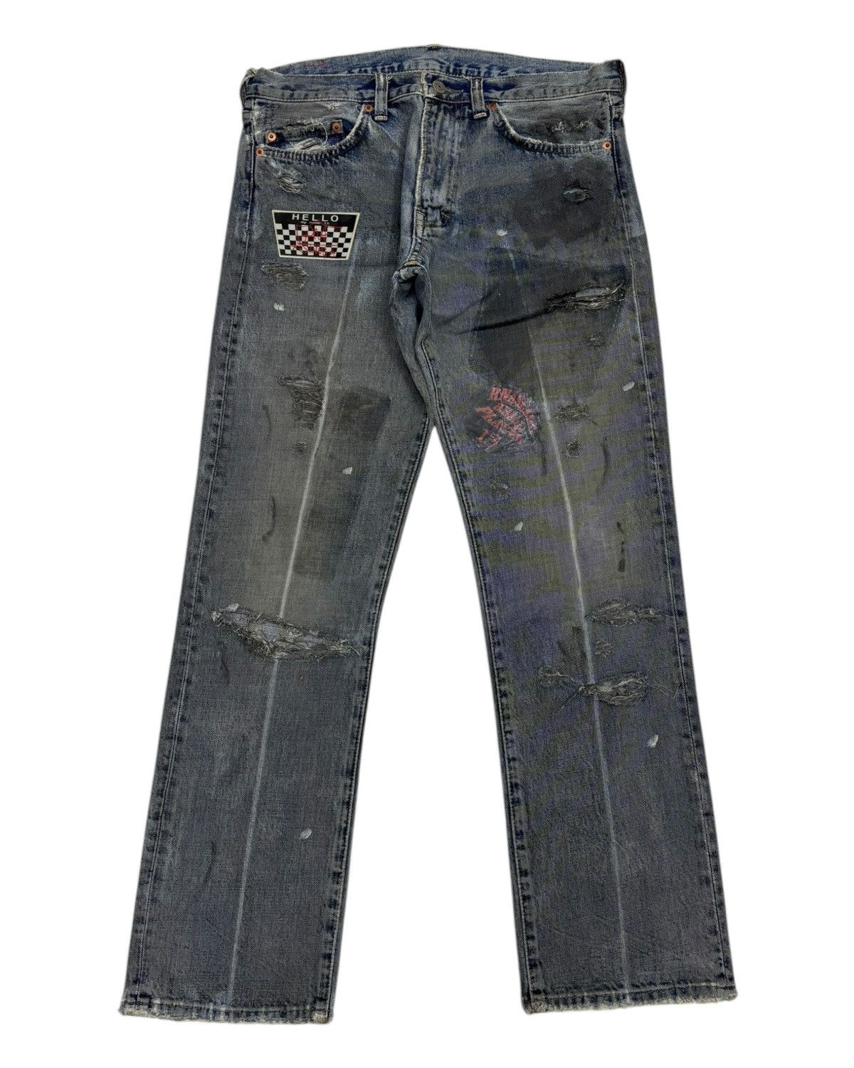 Hysteric Glamour × Japanese Brand × Undercover 🔥VINTAGE RNA MAD STYLE RIPPED DISTRESS DENIM JEANS Size US 32 / EU 48 - 7 Thumbnail