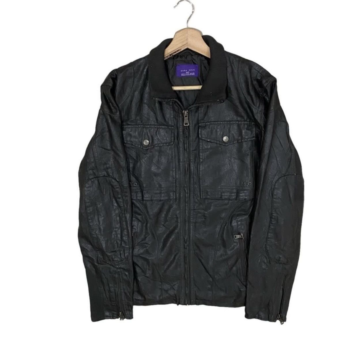 Genuine Leather × Zara ☀️VINTAGES ZARA MAN GENUINE LEATHER BIKERS JACKET Size US S / EU 44-46 / 1 - 2 Thumbnail