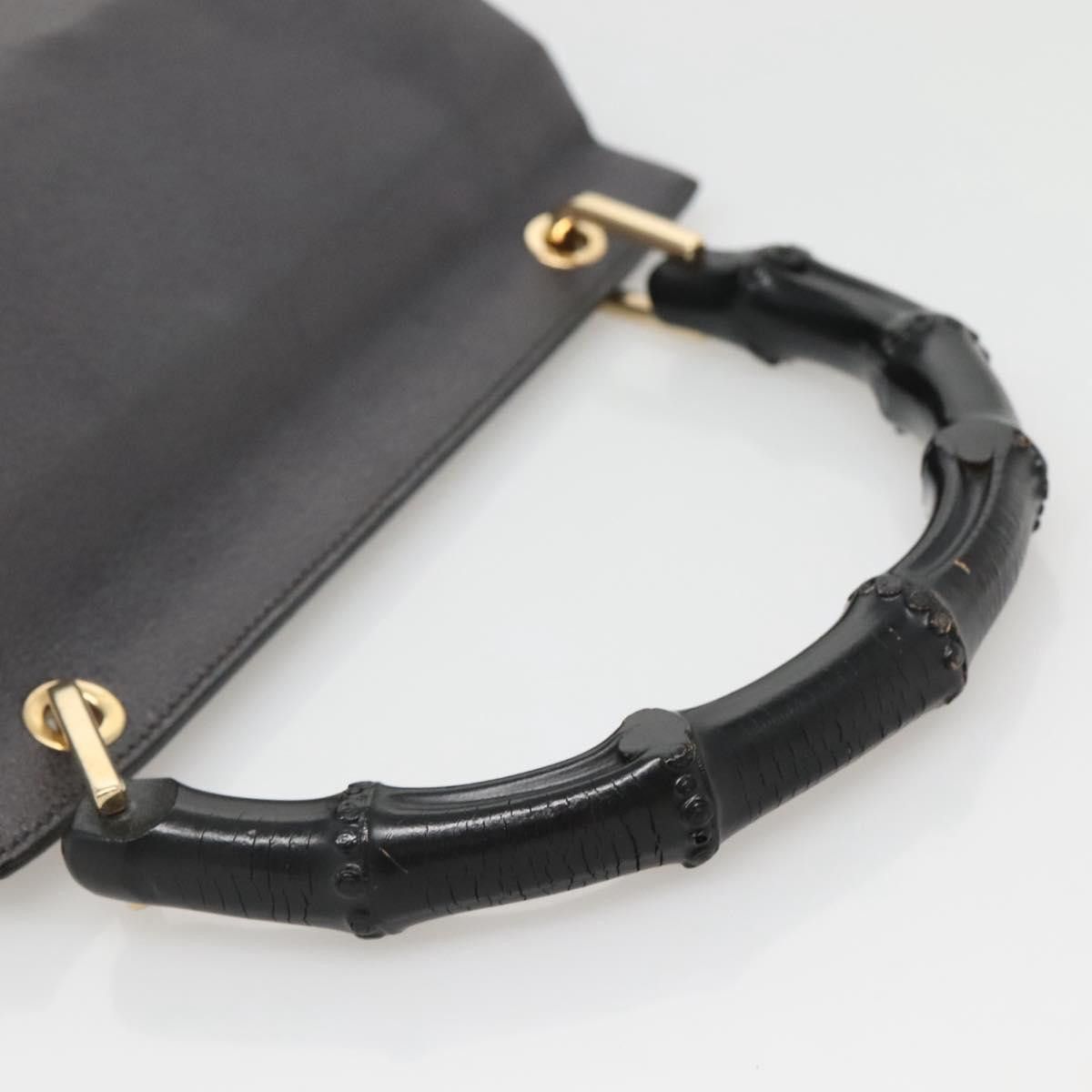 Gucci GUCCI Bamboo Hand Bag Leather Gold Charcoal Gray 001 3444 Size ONE SIZE - 7 Thumbnail