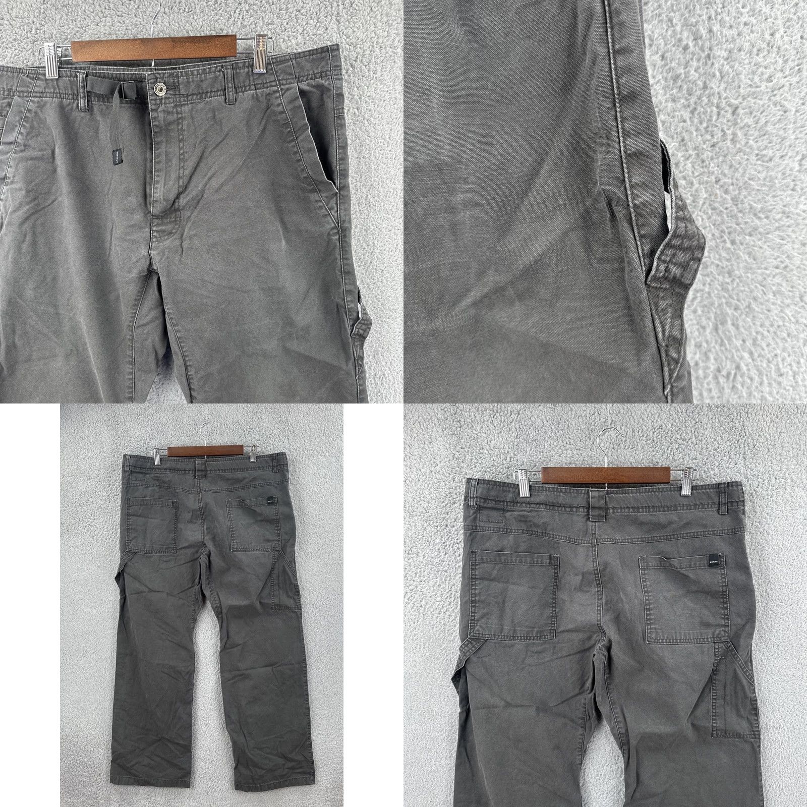 Prana prAna Men’s XL Gray Belted Straight Leg Chino Pants 38x34 Outdoor Hiking Gorp Core EUC worn logo Size US 36 / EU 52 - 8 Thumbnail