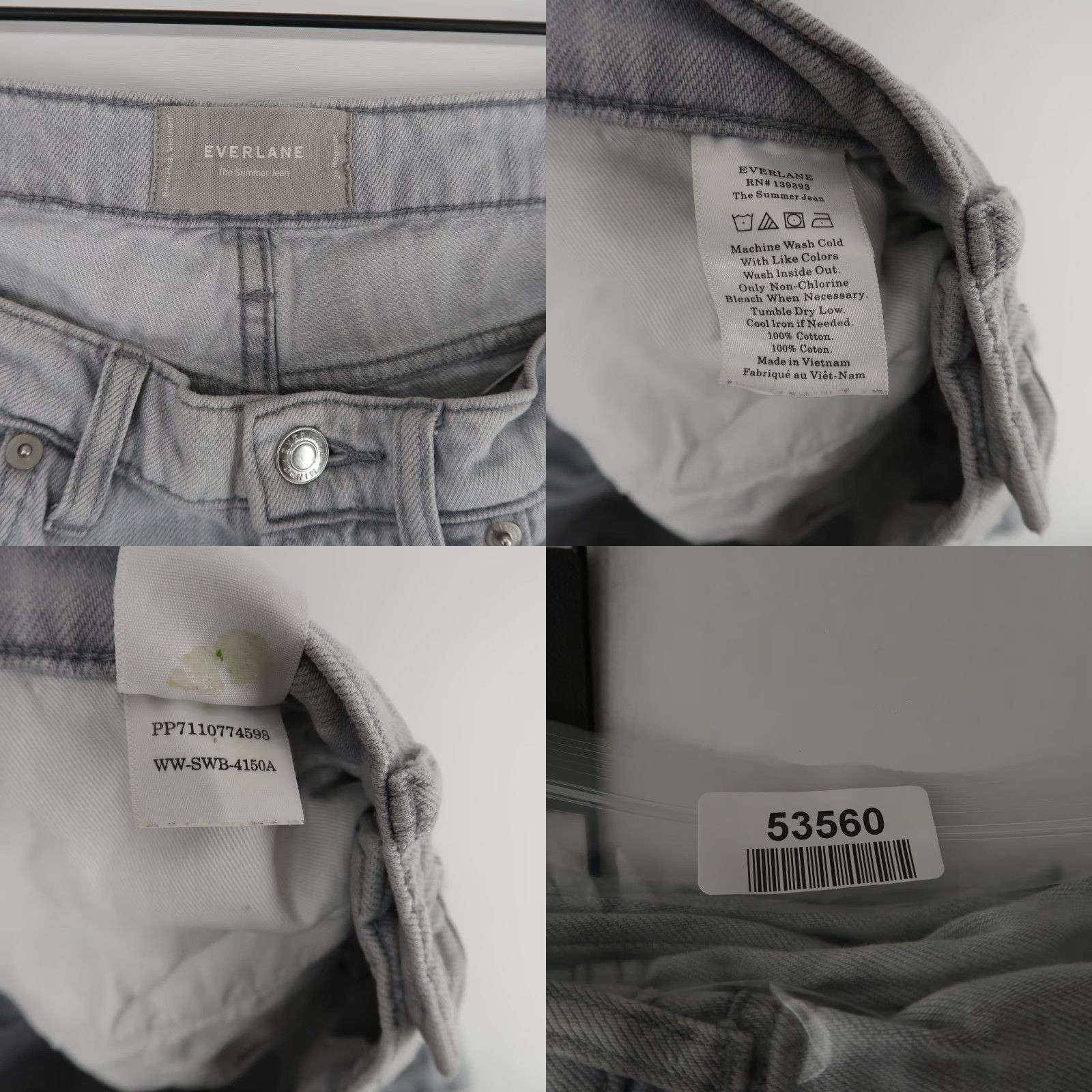 Everlane Everlane Jeans Womens 28 Regular Gray 100% Cotton Denim Size 28" / US 6 / IT 42 - 8 Thumbnail