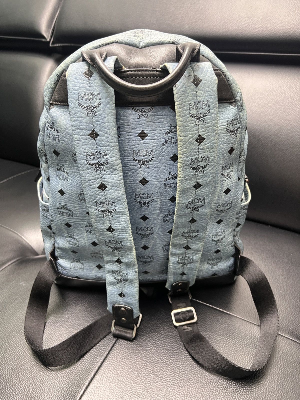 MCM MCM Dusty Blue Monogram Studded Backpack Size ONE SIZE - 9 Thumbnail