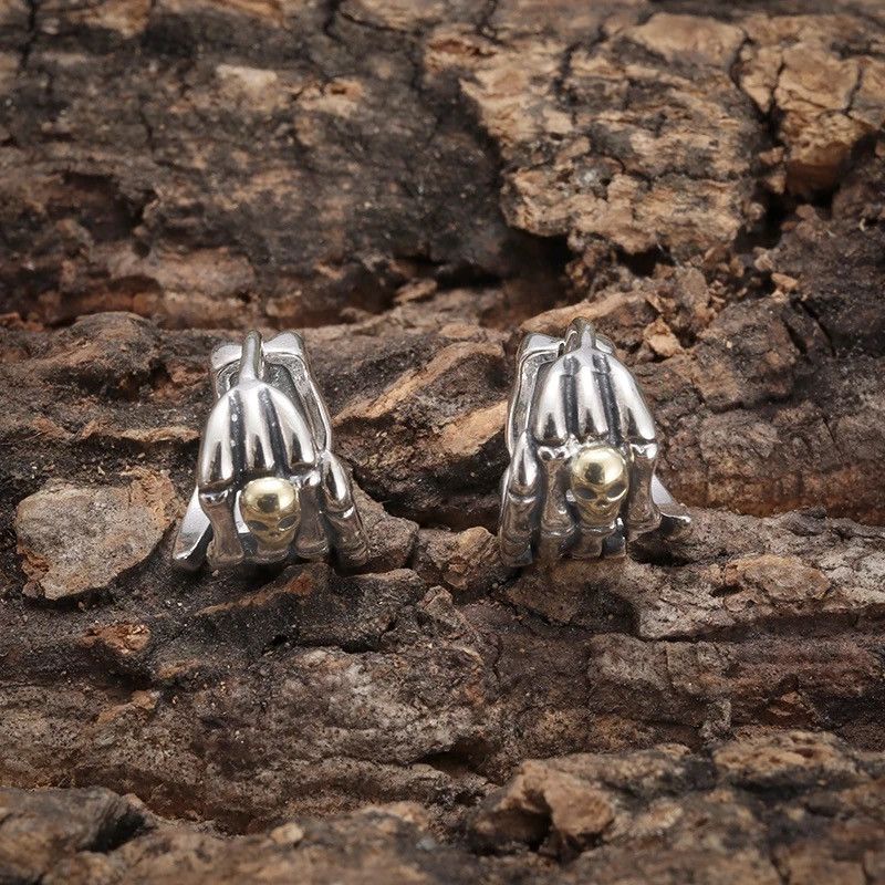 Jewelry × Vintage Gothic Skull Ghost Head Hand Earrings Size ONE SIZE - 4 Thumbnail