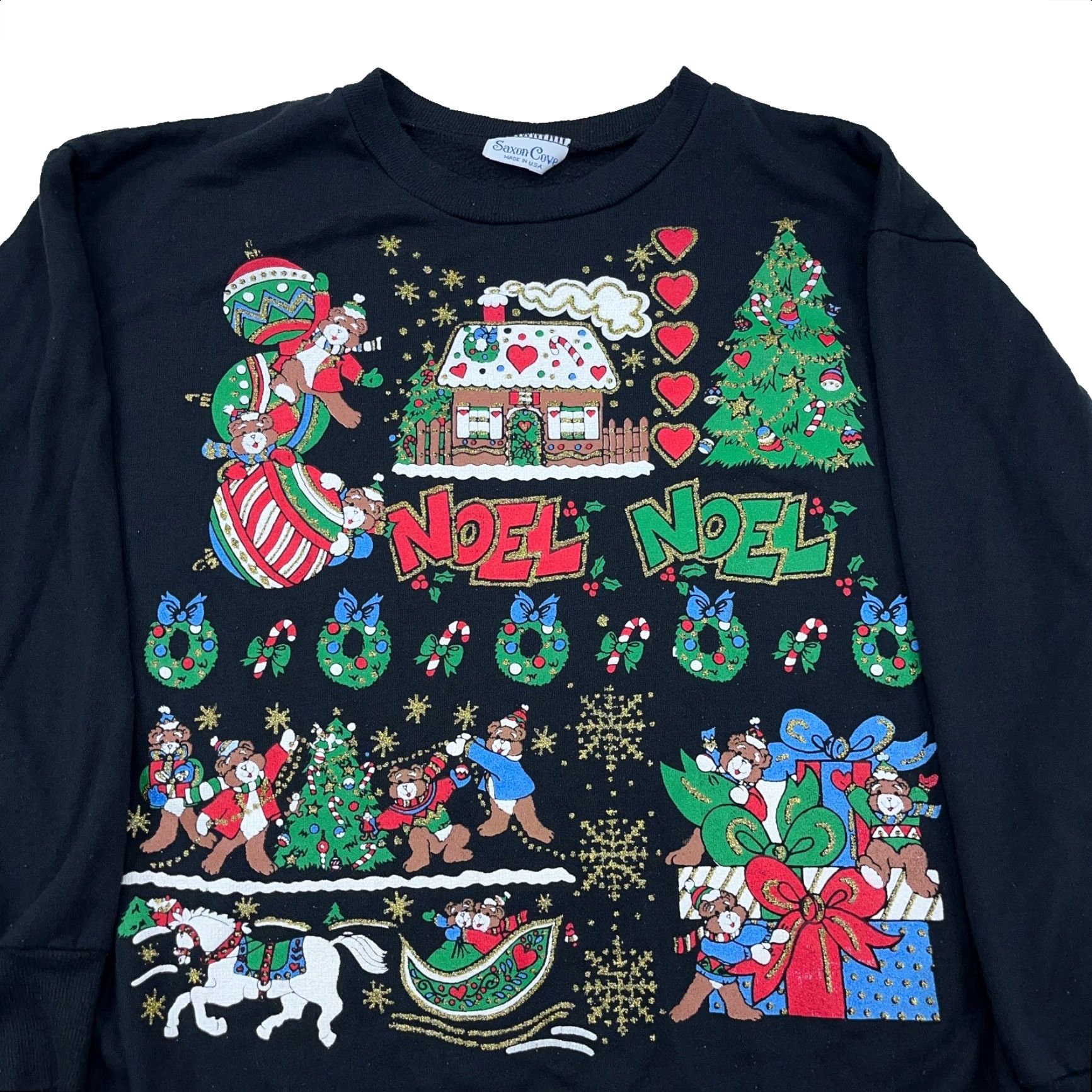 Vintage VINTAGE Saxon Cove Christmas Sweater Women L Black Crew Neck Pullover 90s USA Holiday Graphic Print Size L / US 10 / IT 46 - 2 Thumbnail