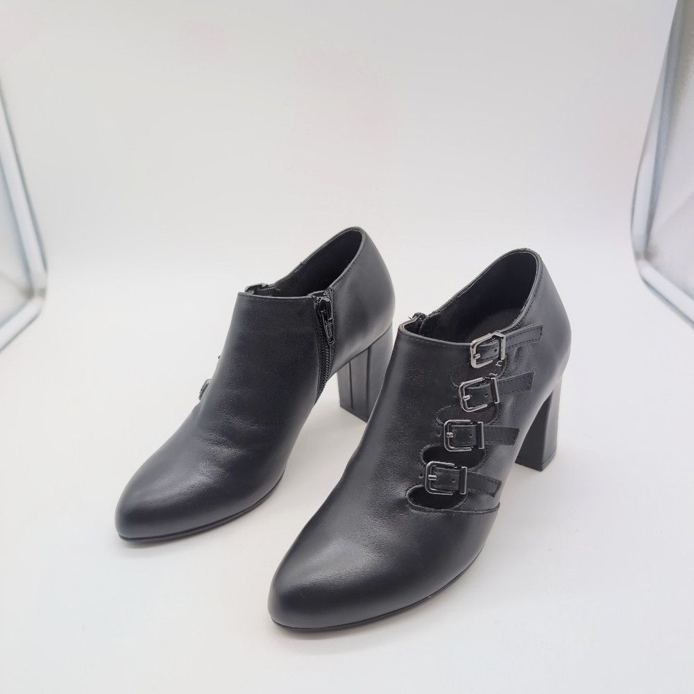 Designer Chic David Tate Black Pause Leather Block Heel Shooties Boo Size US 4 / IT 34 - 9 Thumbnail