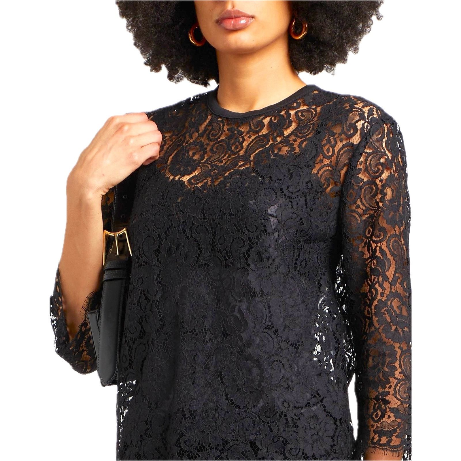 Dolce & Gabbana Dolce & Gabbana Black Lace 3/4 Sleeve Top Blouse IT 38 XS Size XS / US 0-2 / IT 36-38 - 1 Thumbnail