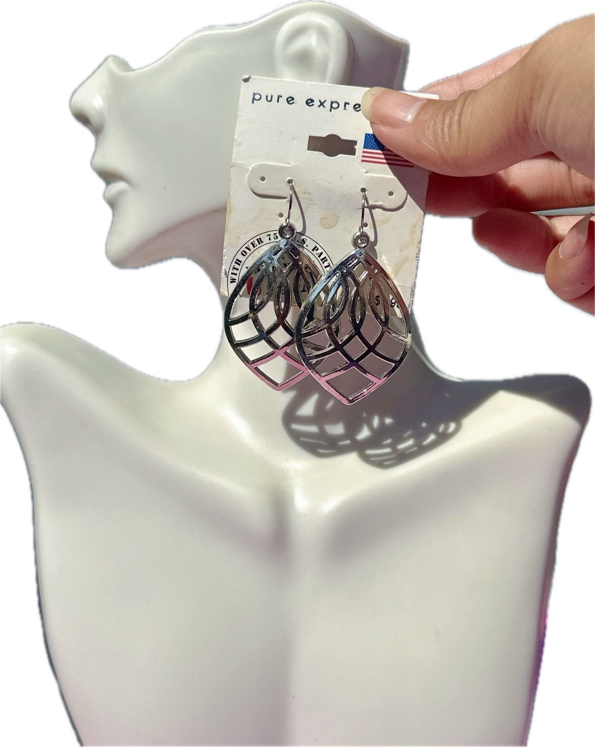 Designer Pure Expressions earrings silver mash teardrop new with tag Size ONE SIZE - 1 Thumbnail