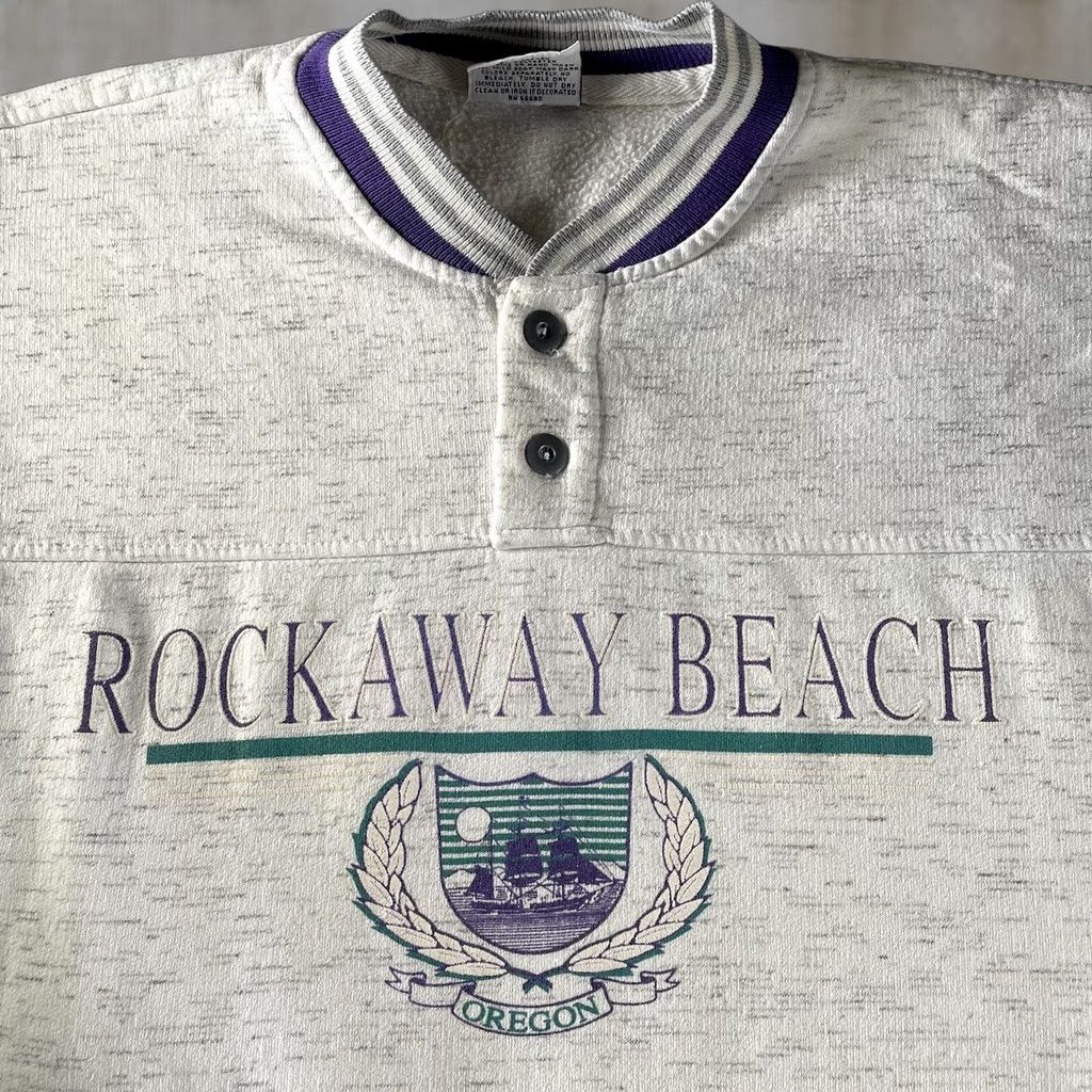 Vintage VINTAGE Rockaway Beach Pullover Sweatshirt Men XL Gray USA Ramones Punk Contrast Shirt Size US XL / EU 56 / 4 - 1 Thumbnail