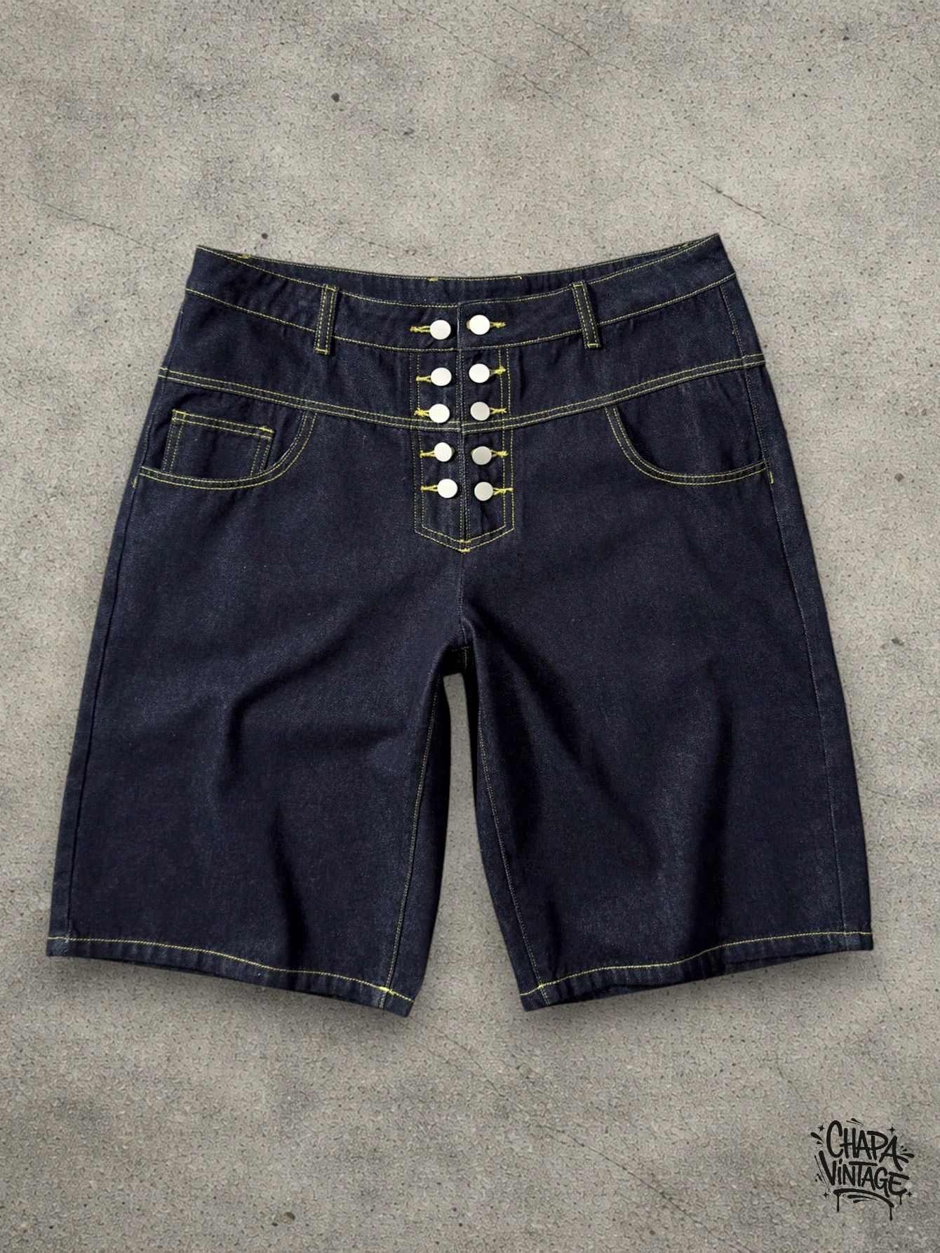 Vintage Dark blue denim shorts Size US 32 / EU 48 - 2 Thumbnail