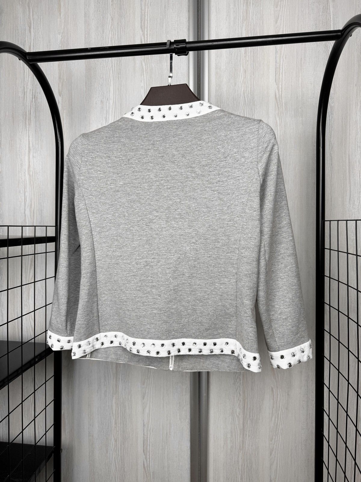 Love Moschino Love Moschino Grey Studded Cotton Cardigan Full zip jacket Size M / US 6-8 / IT 42-44 - 9 Thumbnail