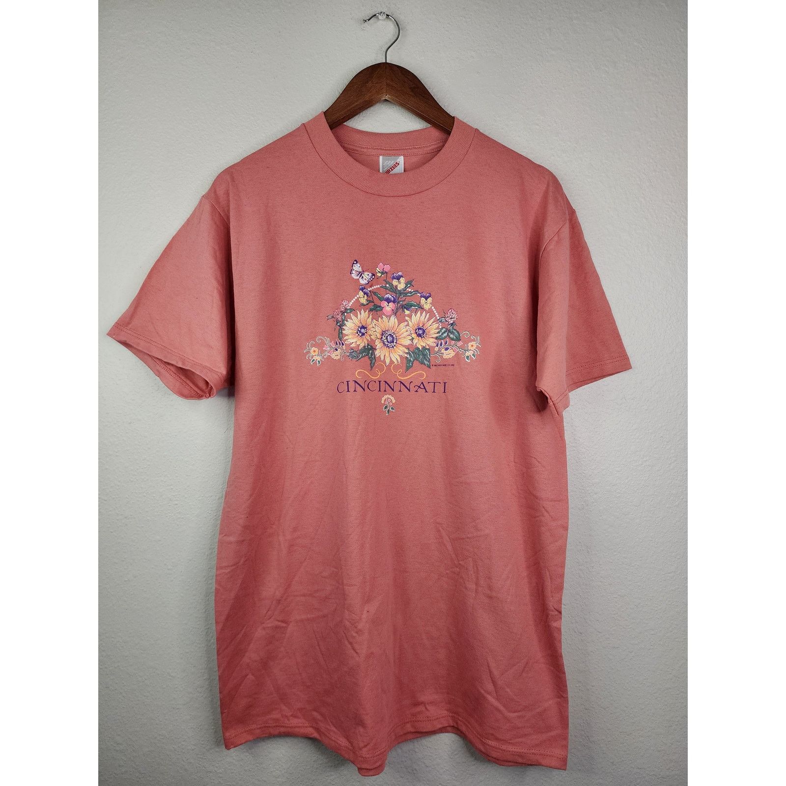 Jerzees Vintage Cincinnati Shirt Floral T-Shirt Pink Flower 90s Tee Size US L / EU 52-54 / 3 - 1 Thumbnail