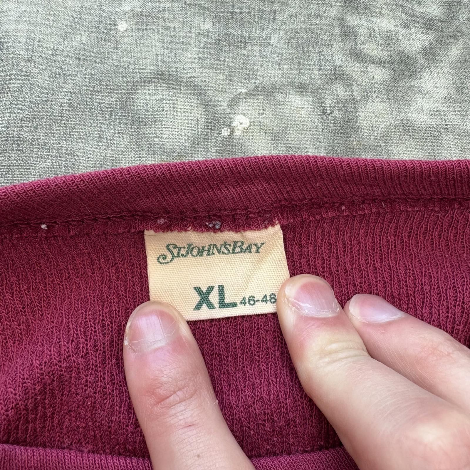 St. Johns Bay Vintage 80s Burgundy Skater Grunge Thermal Waffle Knit Shirt Size US L / EU 52-54 / 3 - 2 Thumbnail