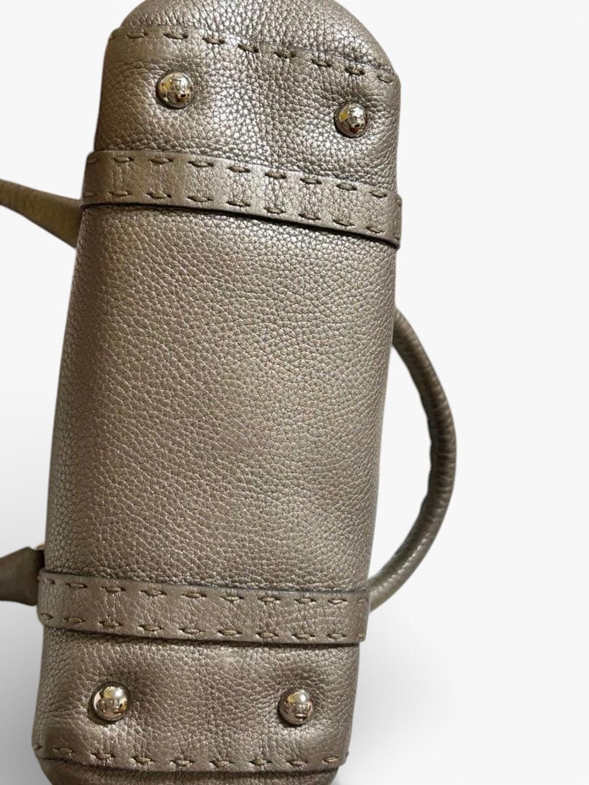 Fendi Fendi - Selleria Small Leather Handbag Taupe Size ONE SIZE - 8 Thumbnail