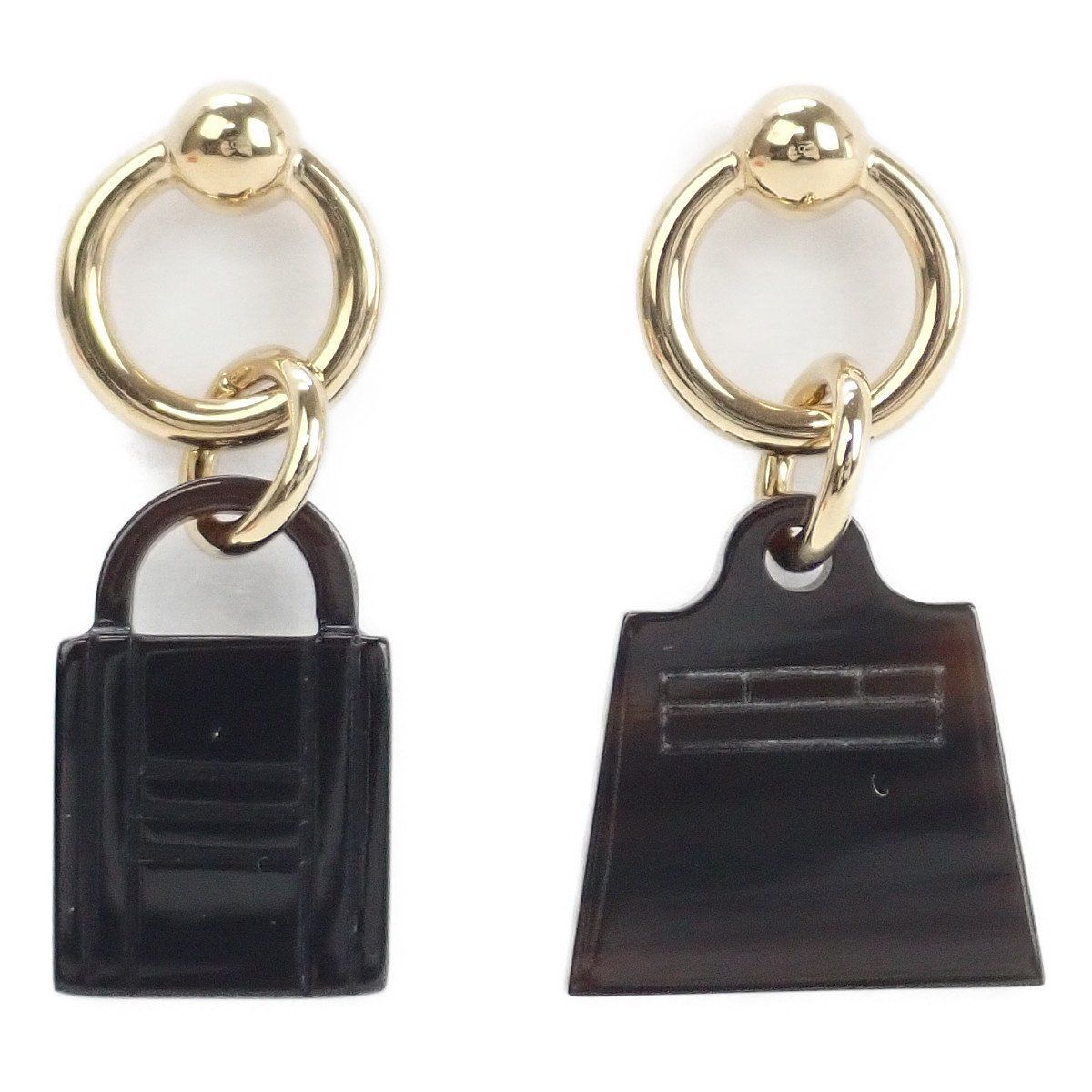 image of Hermes Amulet Marokinier Buffalo Horn Earrings in Brown, Women's