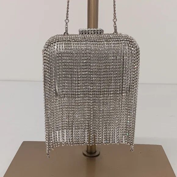 Jimmy Choo Jimmy Choo Micro Cloud Silver Crystal Mini Bag with Fringe Size ONE SIZE - 2 Thumbnail