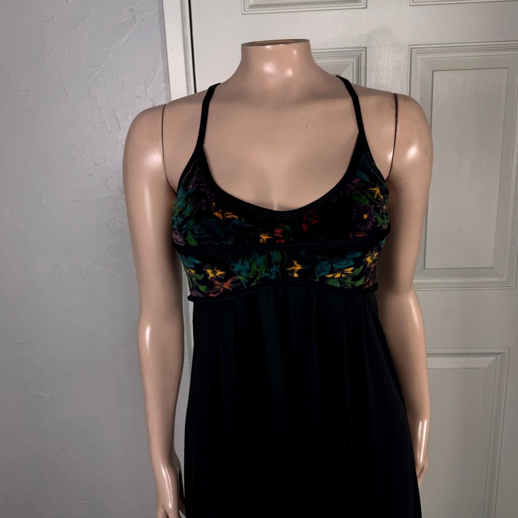 Velvet VINTAGE 70s Dress Maxi Black Polyester Knit Party Eveningwear 2XS Regular Long C4-25 Size XXS / US 00 / IT 34 - 2 Thumbnail
