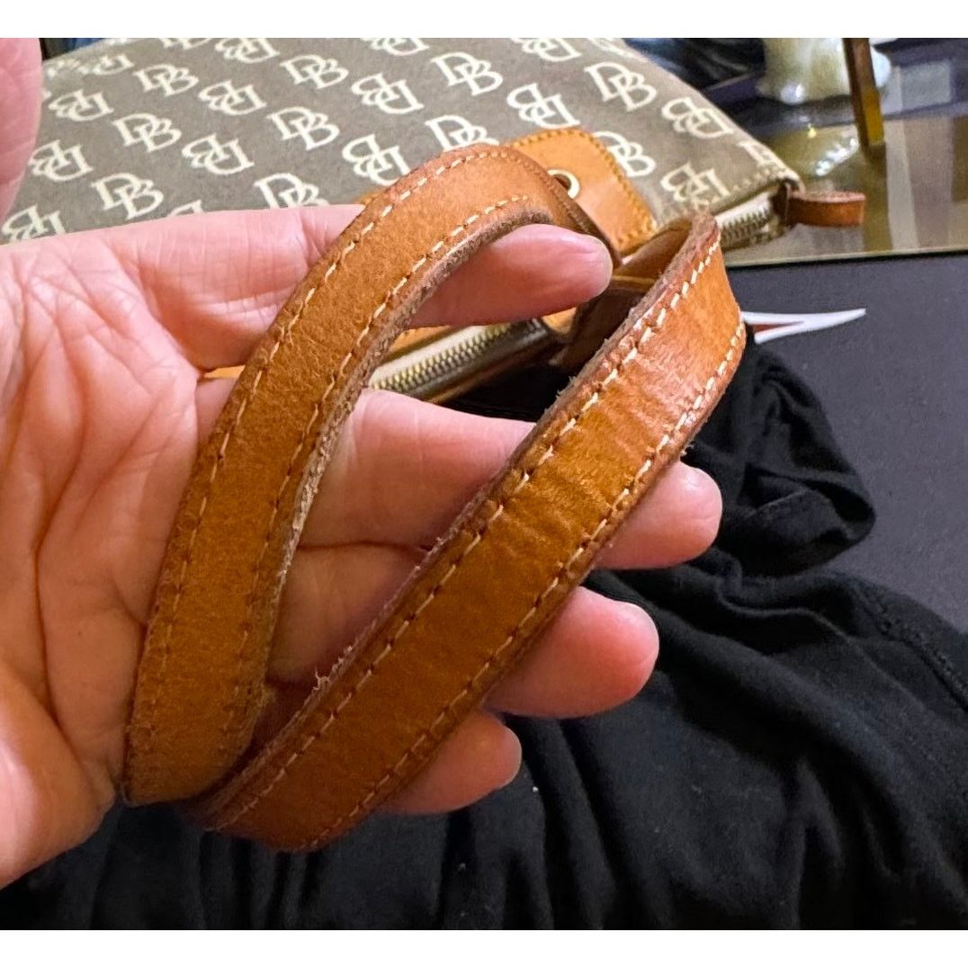 Dooney & Bourke Dooney & Bourke Dark Grey Logo w/ Leather Trim & Tassels EUC Size ONE SIZE - 10 Thumbnail