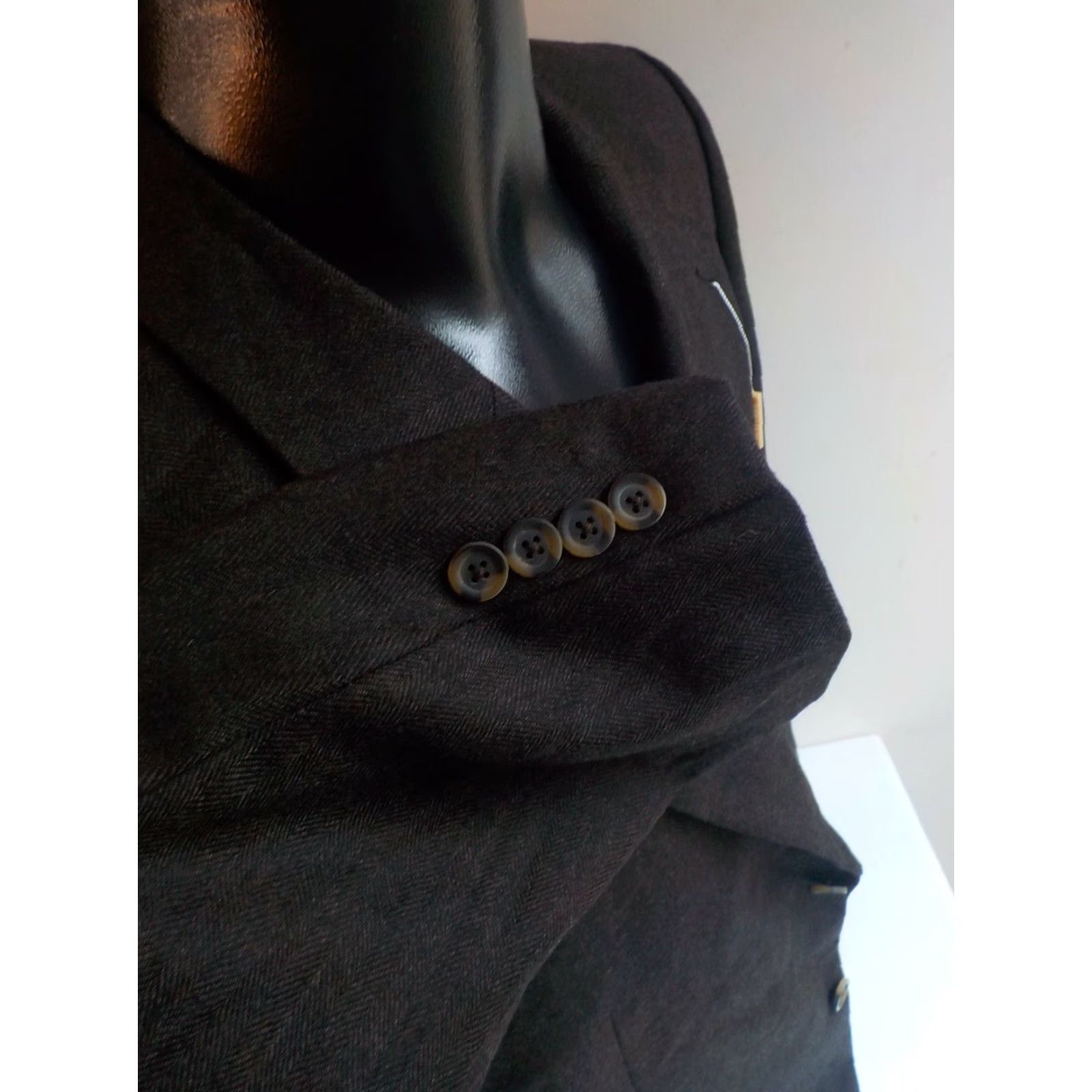 Michael Kors MICHAEL KORS Blazer Herringbone 2 Button Brown Wool/Silk 46R Blazer Mens Jacket Size 46R - 4 Thumbnail