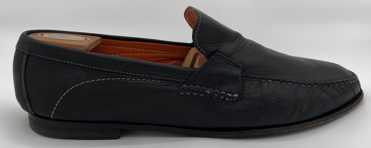 Santoni SANTONI Mens Penny Loafers Black Napa Leather Size 13E Italy Size US 13 / EU 46 - 3 Thumbnail