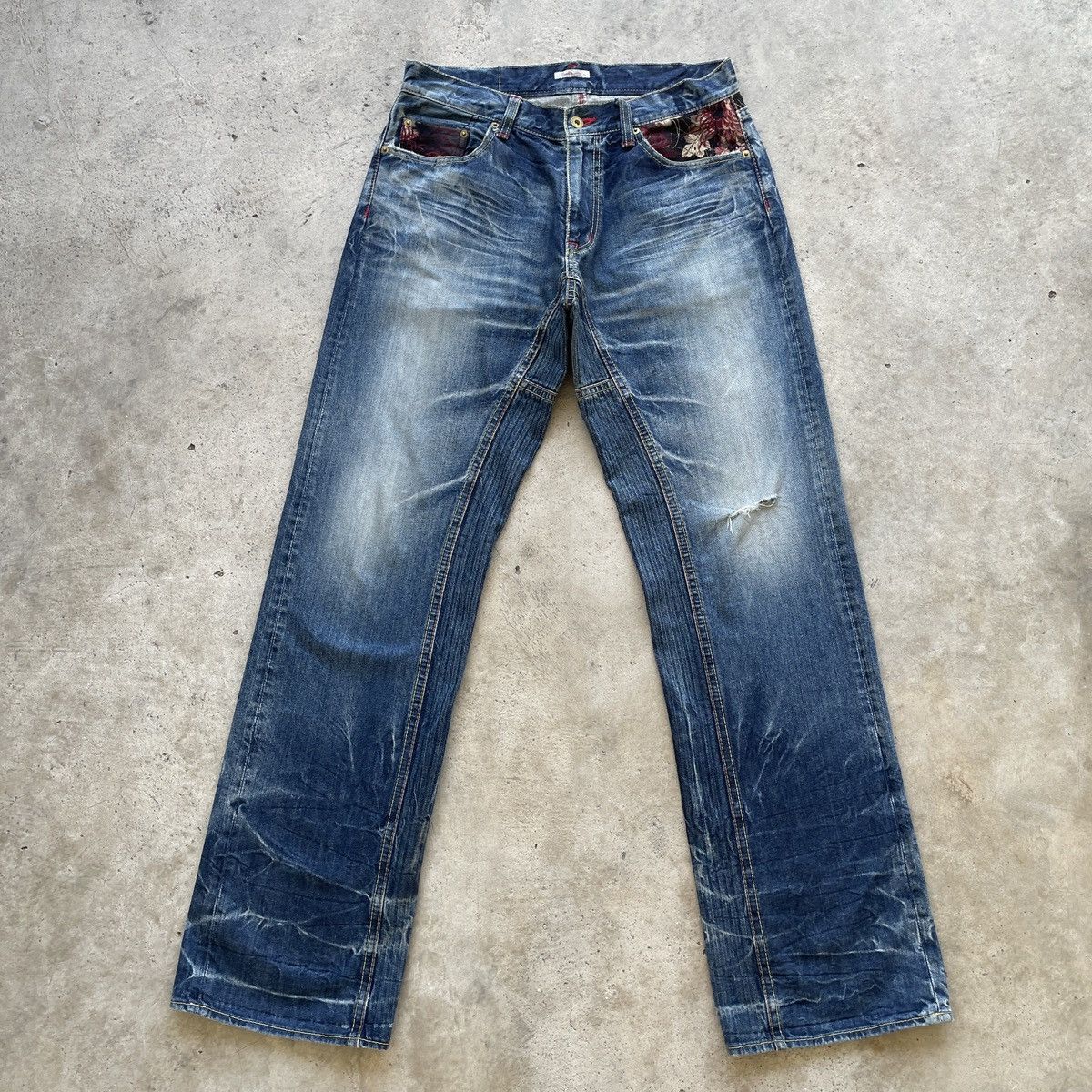 Japanese Brand Vintage Enternal Japan Rare Floral Baggy Jeans Faded Pants Size US 32 / EU 48 - 2 Thumbnail