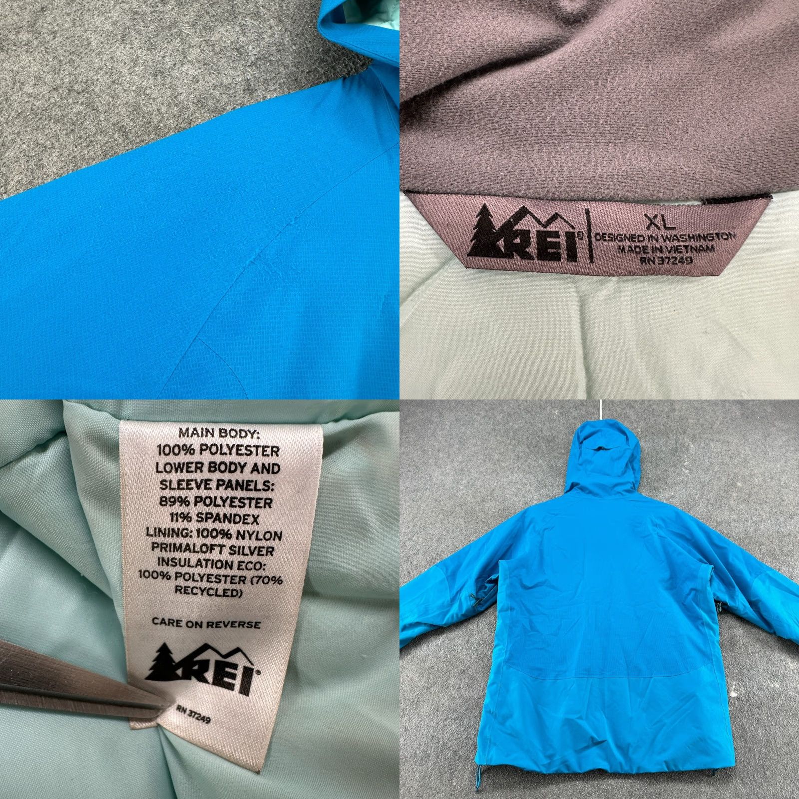 Vintage REI Womens XL Blue Hooded Windbreaker Shell Jacket Zip Full Zip Casual Outdoor Weatherproof Size XL / US 12-14 / IT 48-50 - 10 Thumbnail