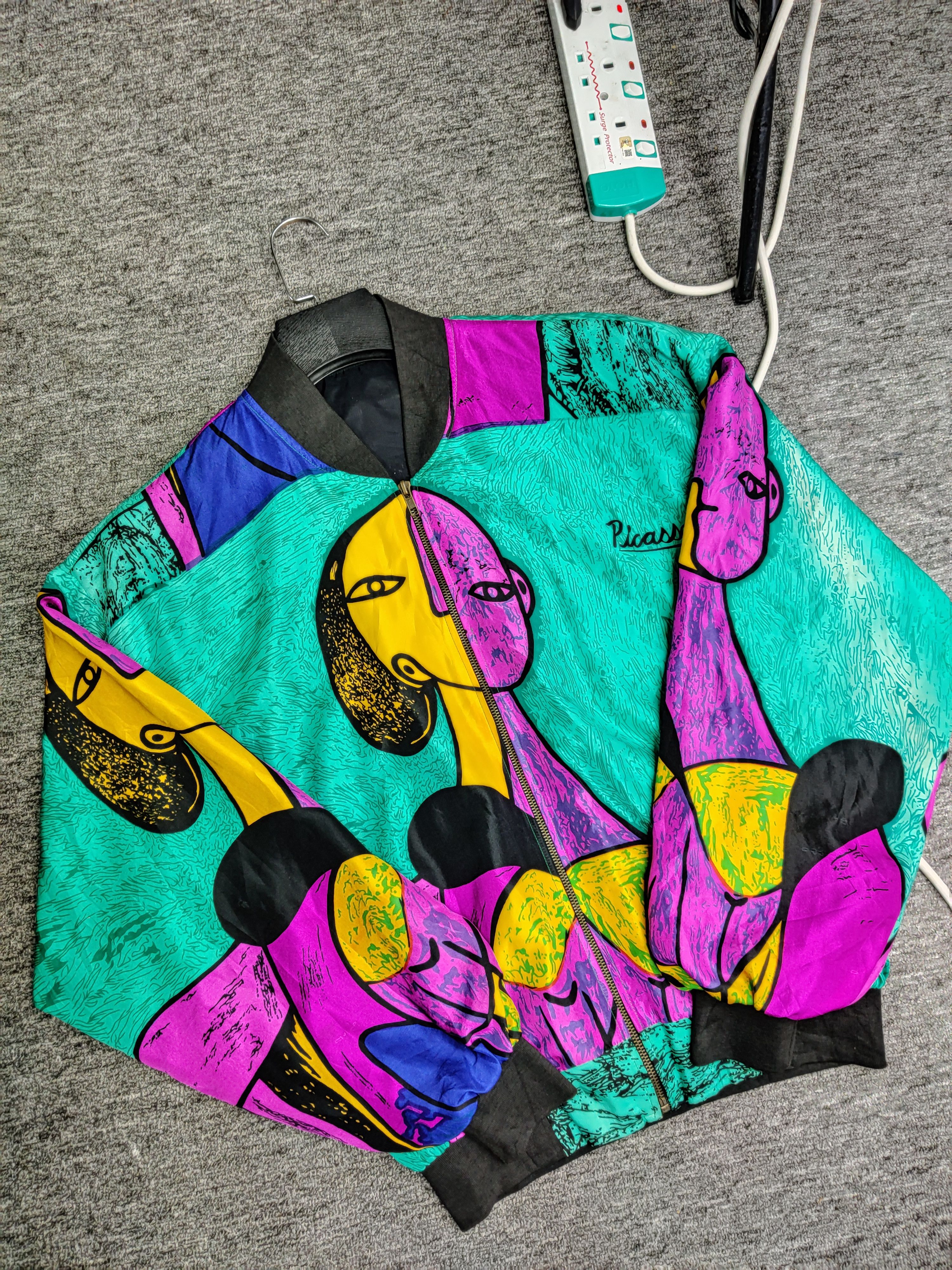 Vintage Vintage Picasso Silk Art Bomber Jacket Size US XL / EU 56 / 4 - 8 Thumbnail
