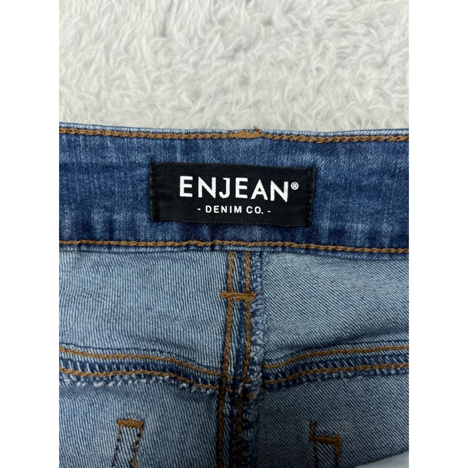 Vintage ENJEAN Jeans Womens 7 Blue Denim Cotton Stretch Skinny Tapered 26x26 Size 28" / US 6 / IT 42 - 3 Thumbnail