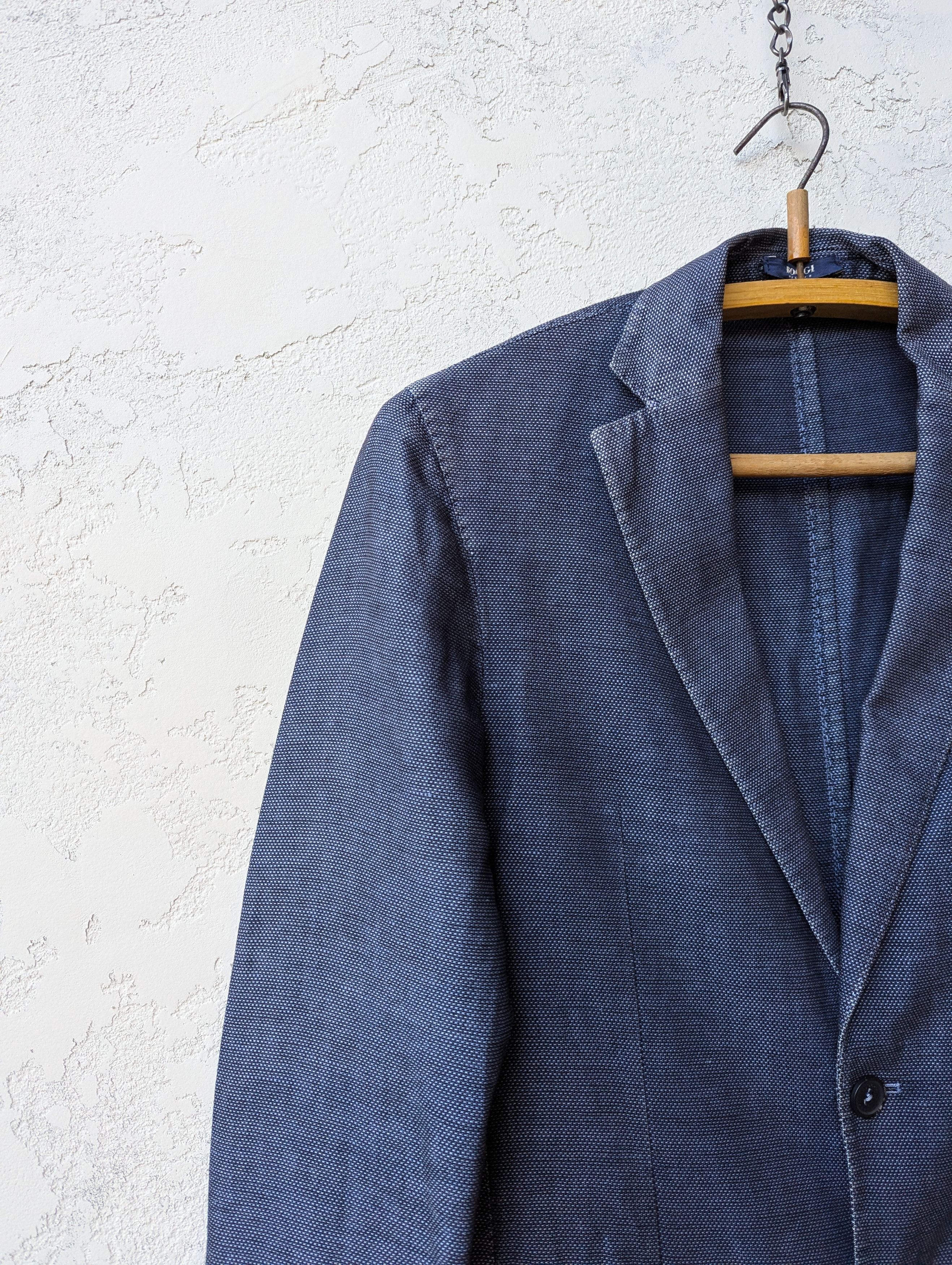 Boggi Boggi Milano Linen-Blend Blazer Blue Slim Fit Jacket Size 38S - 5 Thumbnail