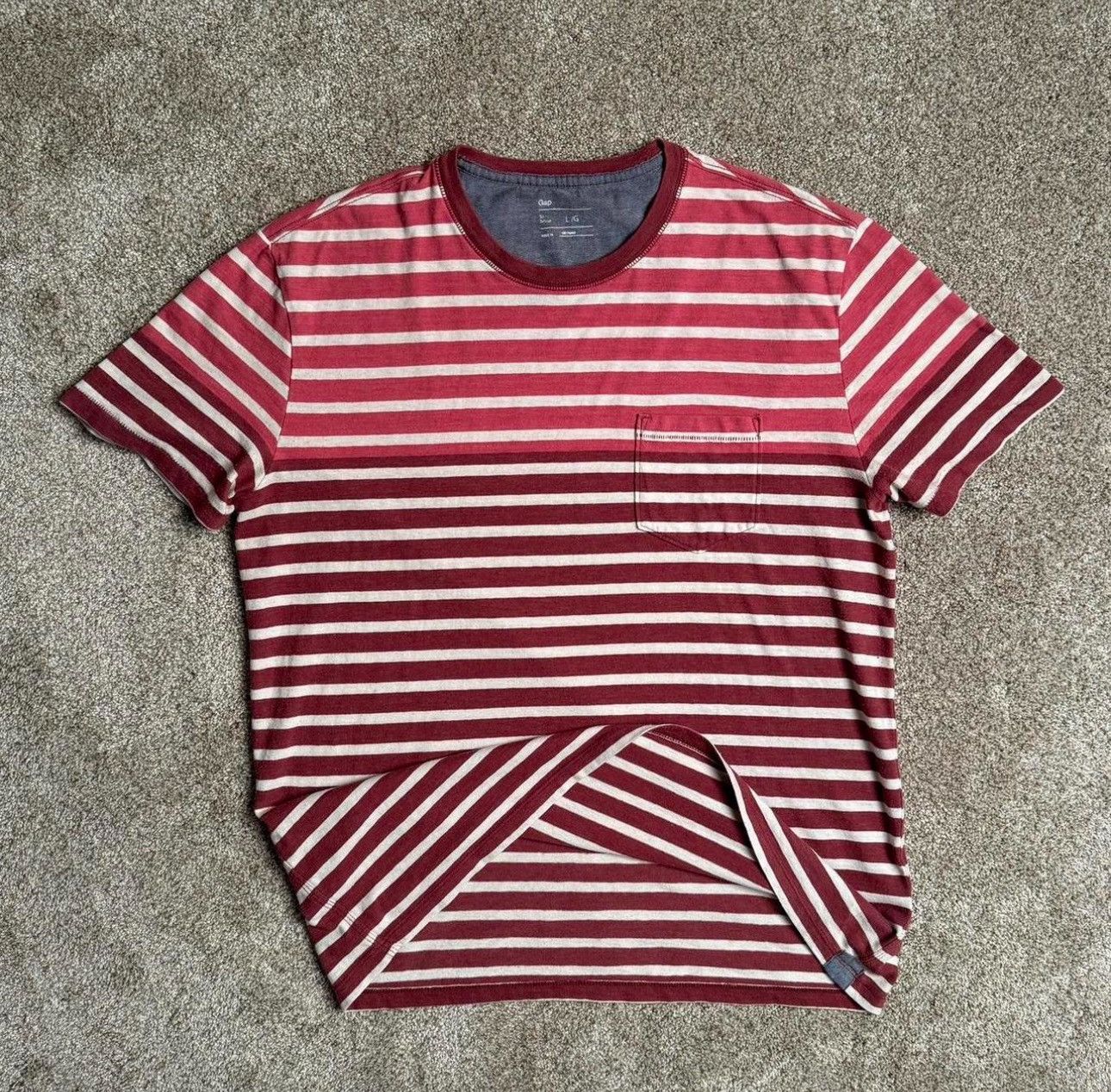 Gap 00s GAP SINGLE STITCH STRIPED POCKET TEE Size L / US 10 / IT 46 - 1 Thumbnail