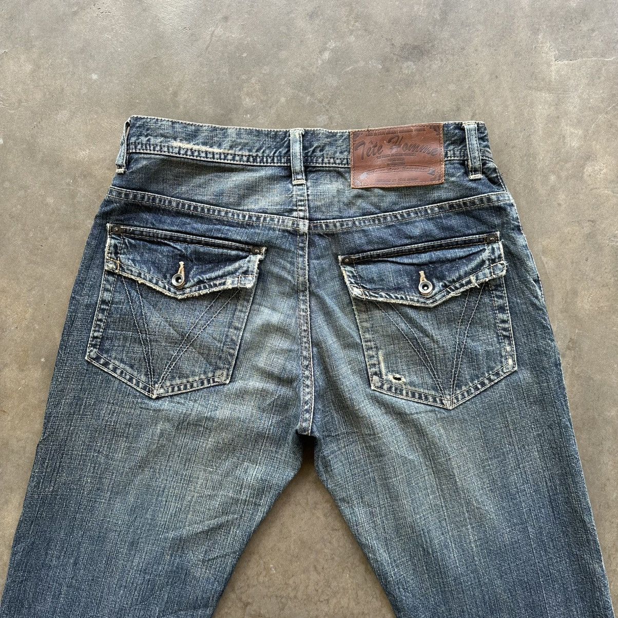 Japanese Brand Vintage Tete Homme Distressed Faded Denim Jean Pant W30 Size US 30 / EU 46 - 11 Thumbnail