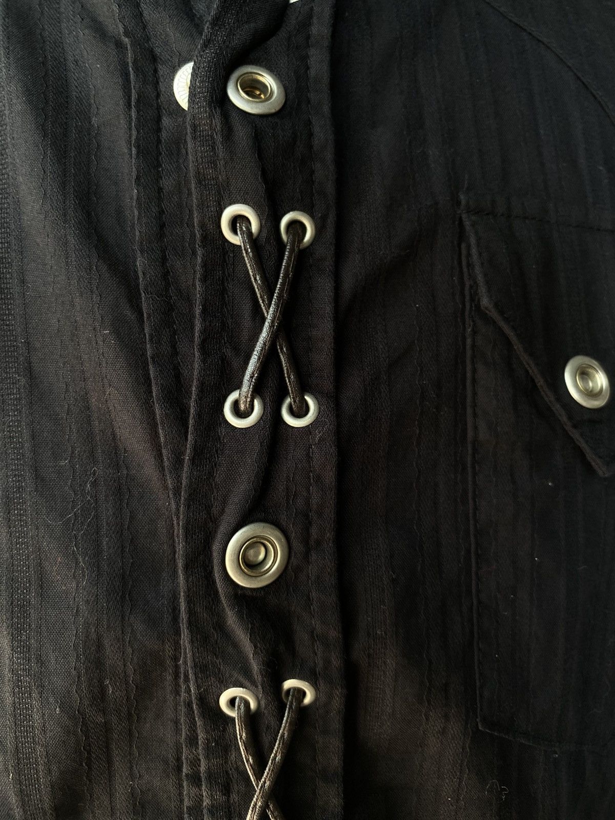 Designer × Japanese Brand Y2K Black Punk Shirt with Button & Sleeve Detail. Size US M / EU 48-50 / 2 - 6 Thumbnail