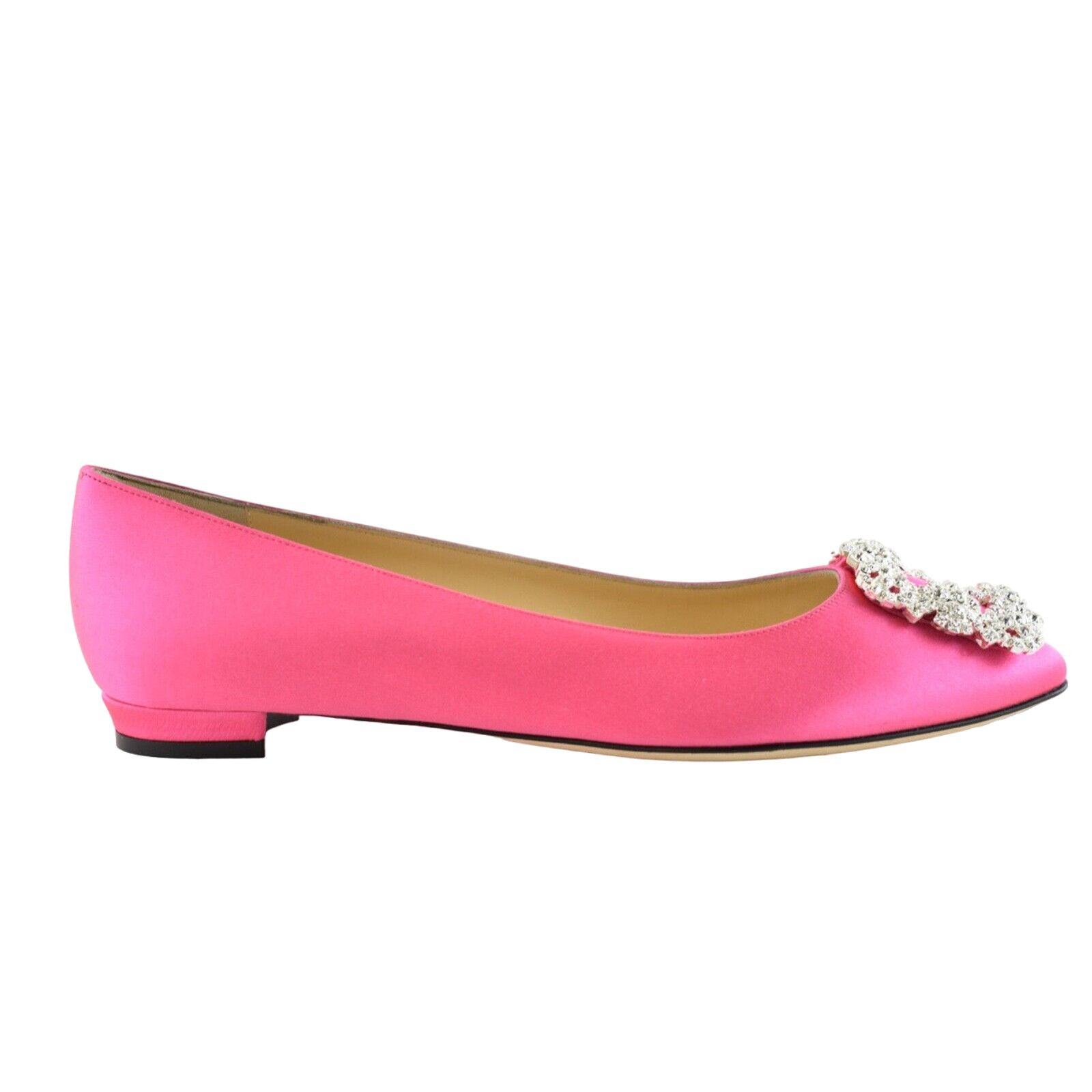 Manolo Blahnik Hangisi Satin Silver Jewel Buckle Ballerina Ballet Flat 36 Size US 6 / IT 36 - 1 Thumbnail