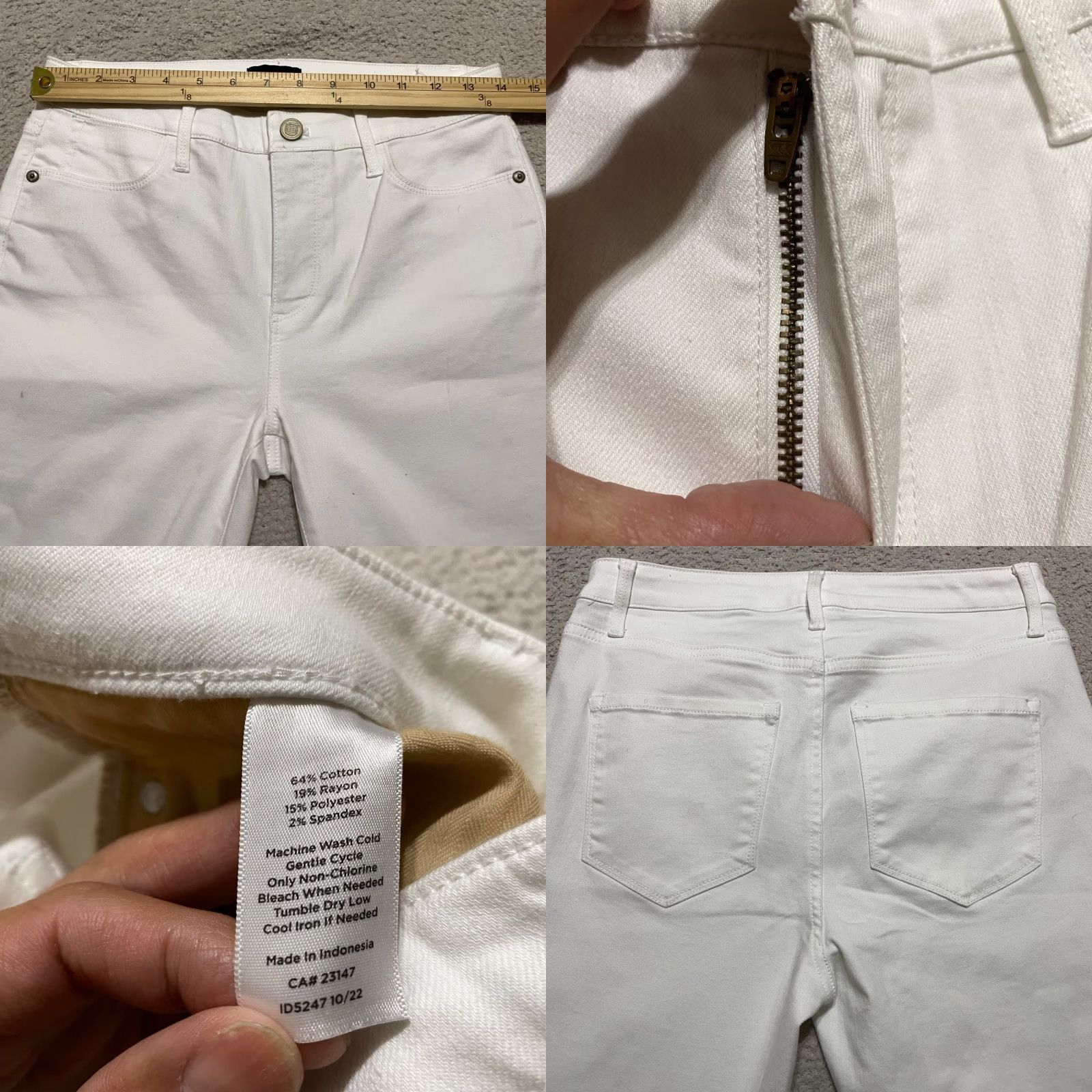 Talbots Talbots Womens Jeans Cropped Size 2 White Denim Jegging Mid Rise Pants 5-Pocket Solid Cotton Polyester Spandex Clothing Womens Size 26" / US 2 / IT 38 - 8 Thumbnail