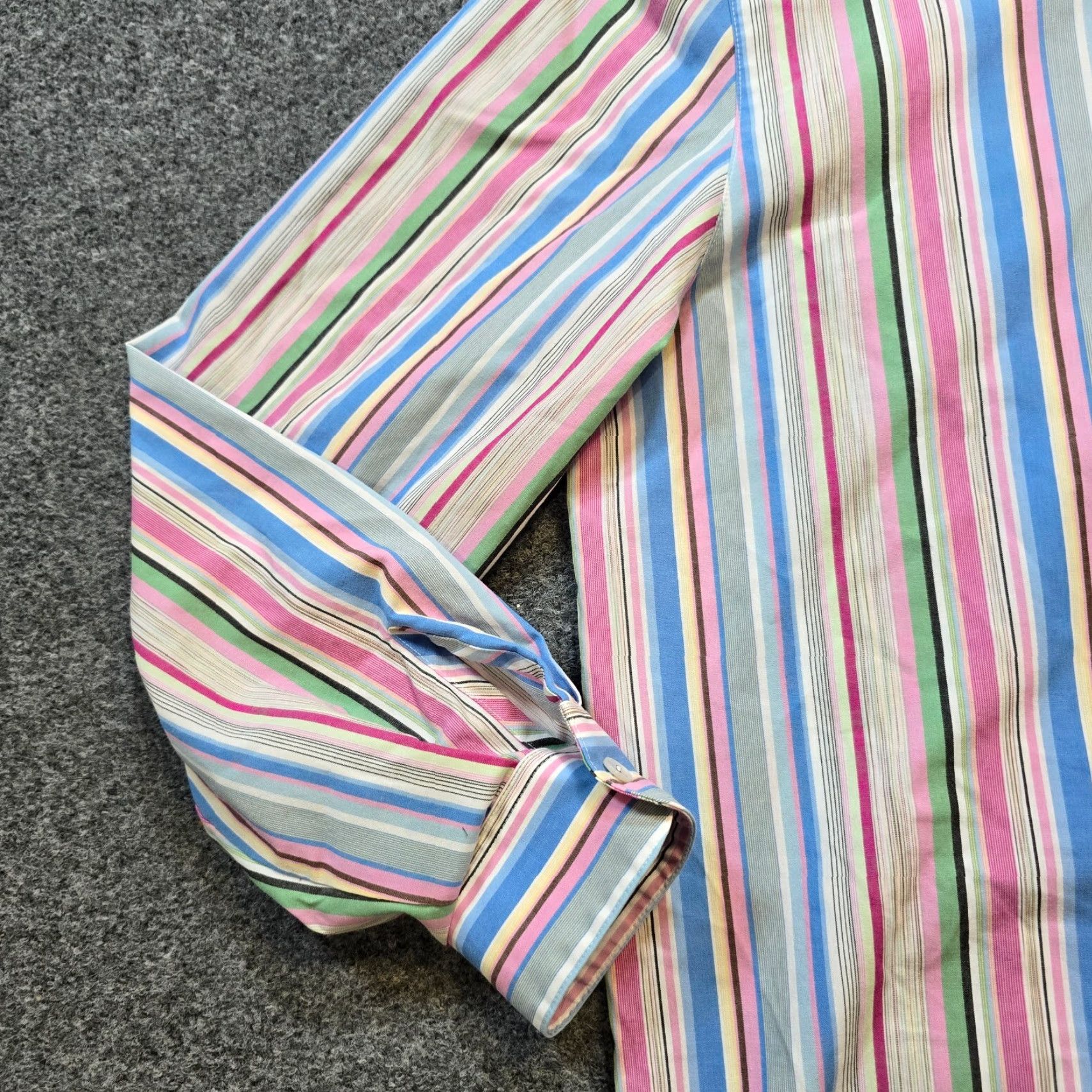 Vintage Foxcroft Womens Blouse Shirt 12 Pink Blue Striped No Iron Button Long Sleeve Casual Career Size XL / US 12-14 / IT 48-50 - 4 Thumbnail