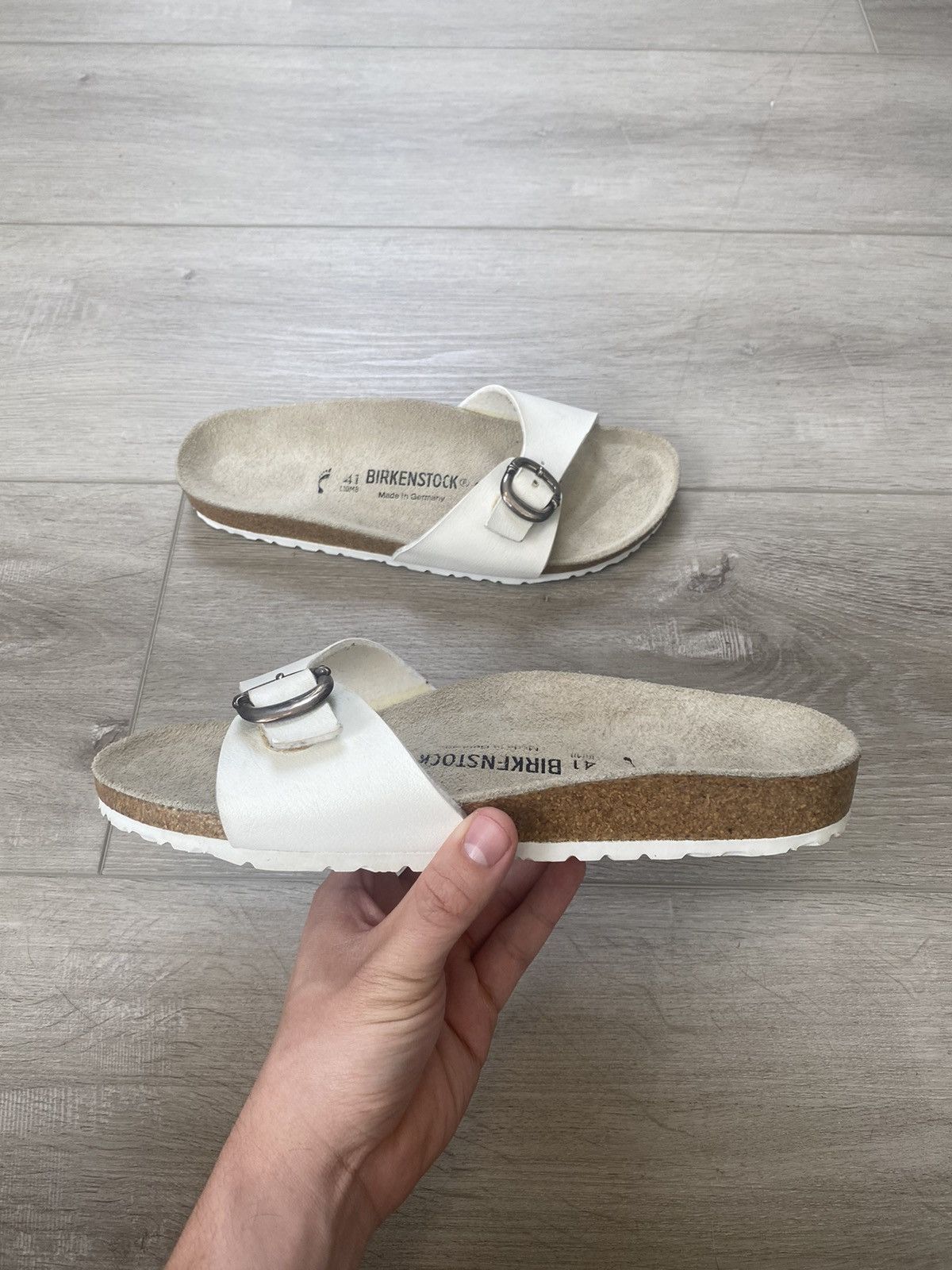 image of Chrome Hearts Birkenstock Madrid Shoes in White, Men's (Size 8)