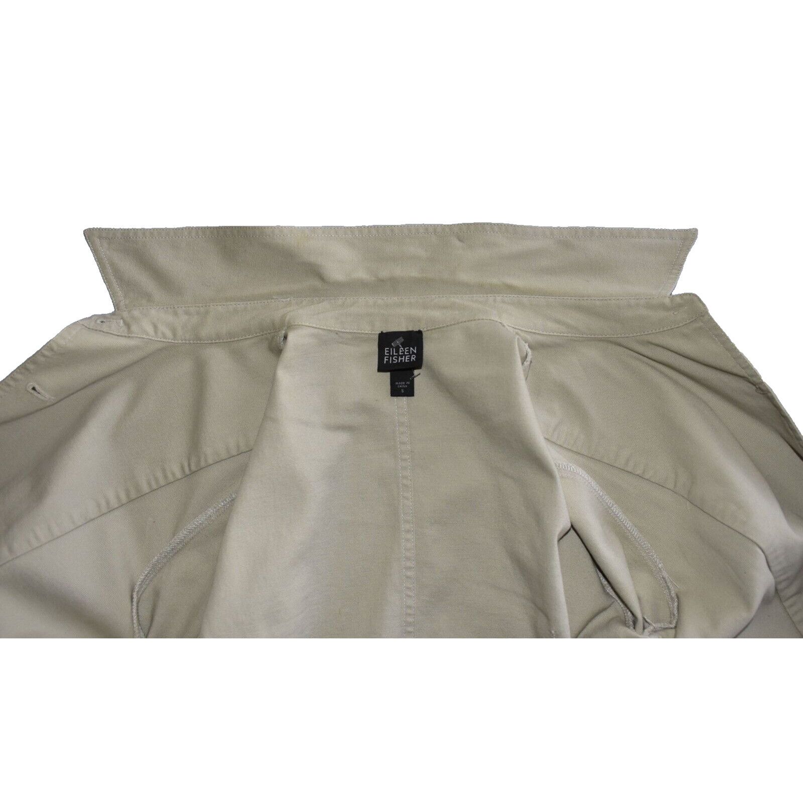 Eileen Fisher NEW EILEEN FISHER Sand Cotton Pockets Button Front Jacket S Size S / US 4 / IT 40 - 4 Thumbnail