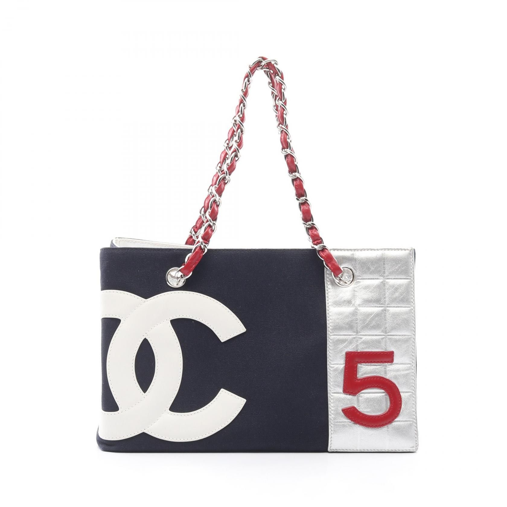 Chanel Chanel Canvas Leather No.5 Choco Bar Tote Bag A18643 Canvas Tote Bag A18643 in Blue, Women's